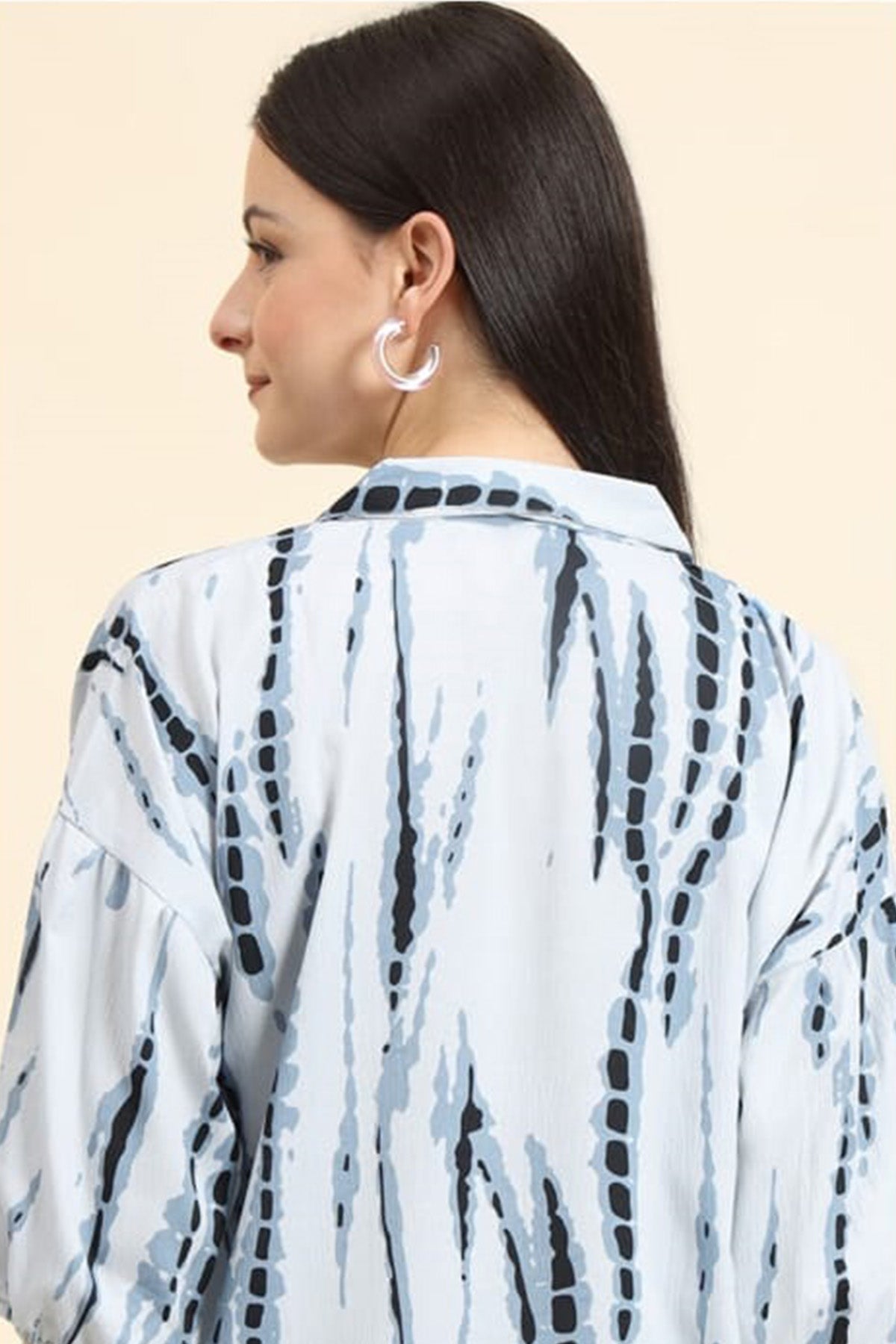 White Delta Print Collar Shirt