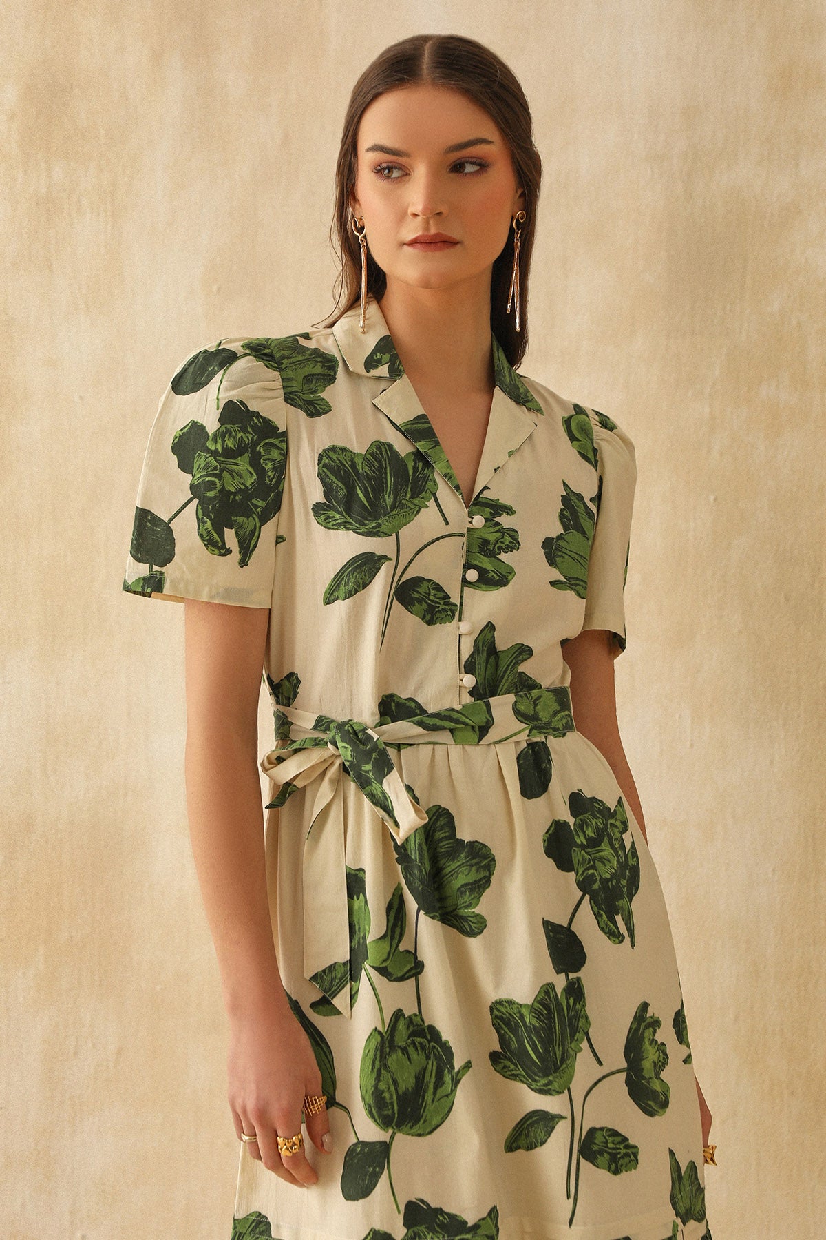 White Digital Floral Print Dress