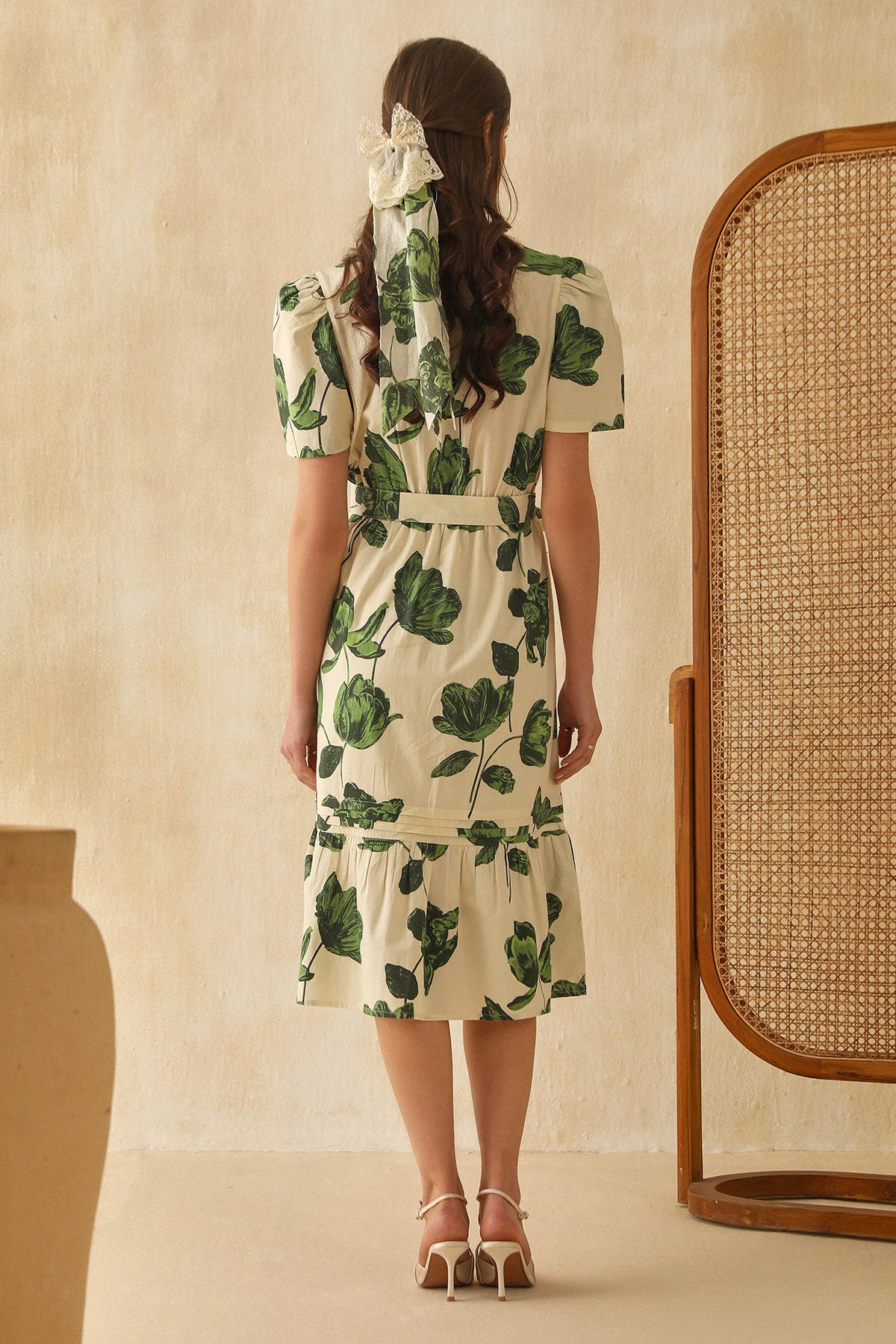 White Digital Floral Print Dress