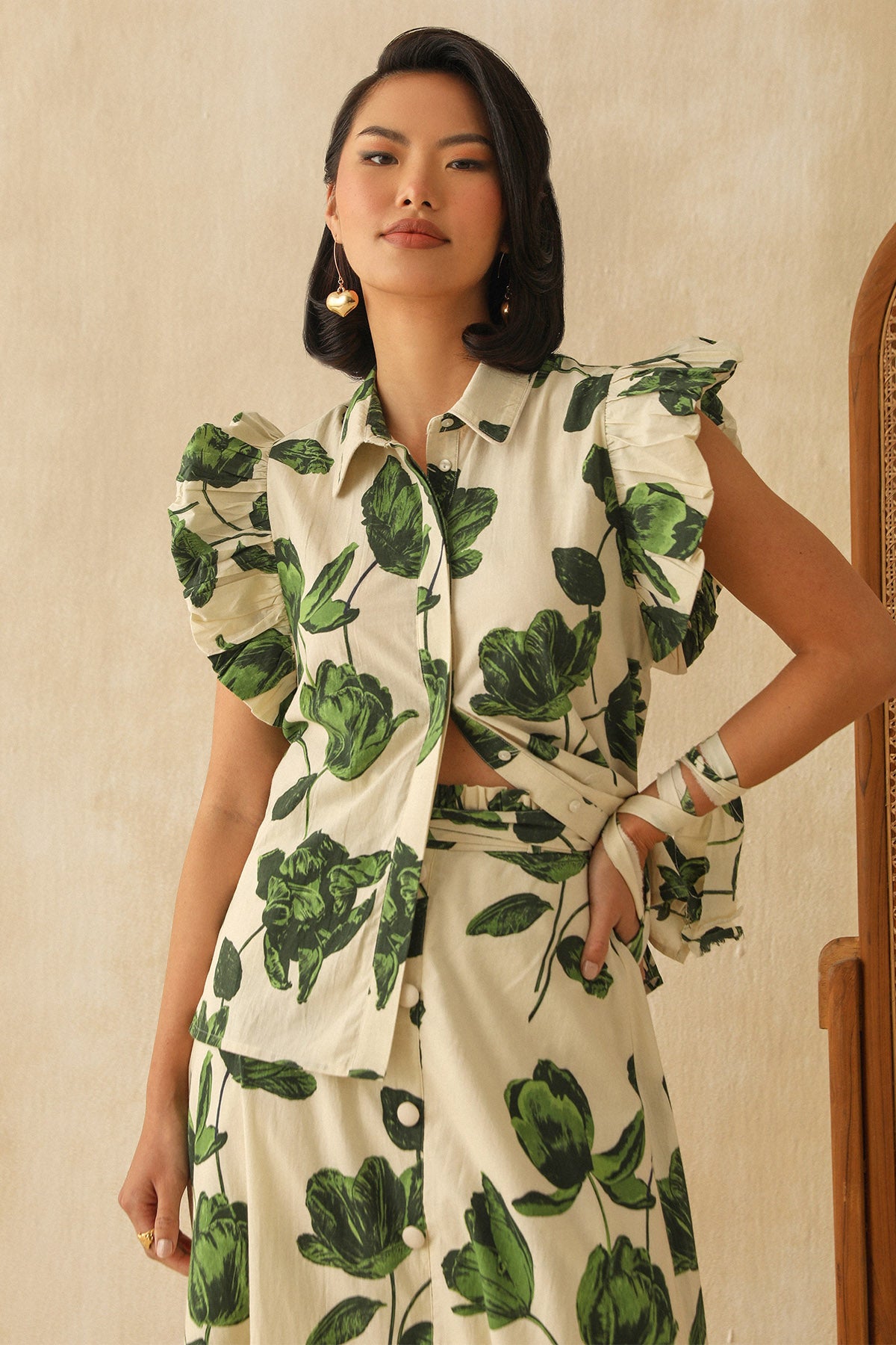 White Digital Floral Print Skirt