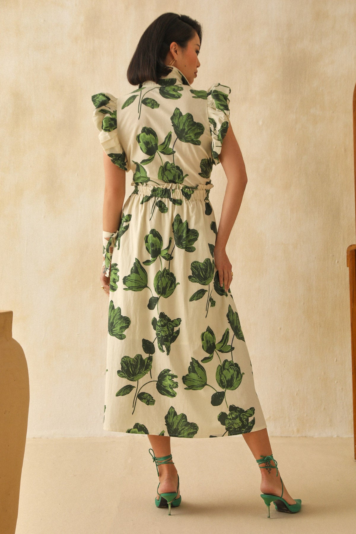 White Digital Floral Print Skirt