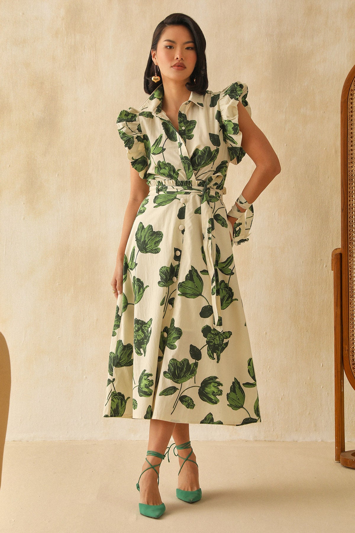 White Digital Floral Print Skirt