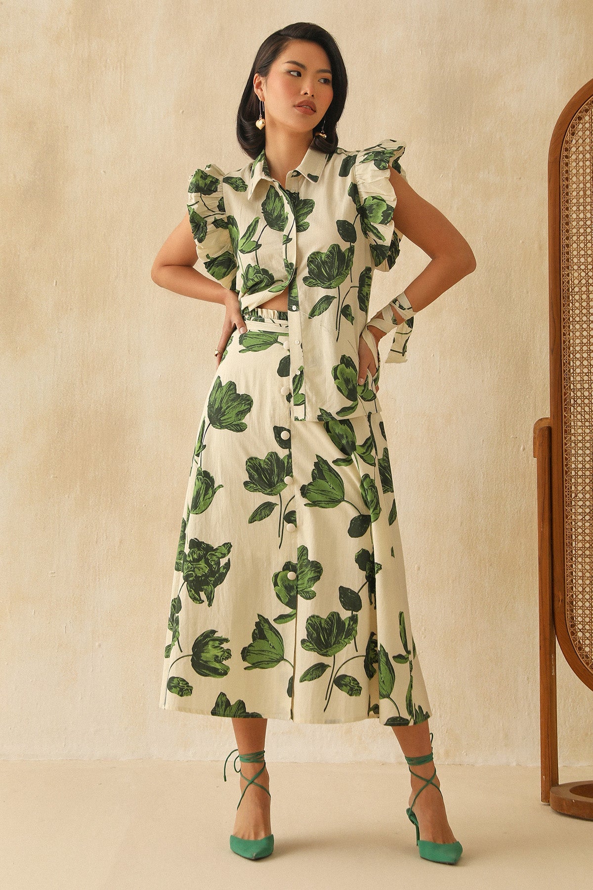 Buy White Digital Floral Print Skirt by Sewtable Clothing for Women online at ScrollnShops