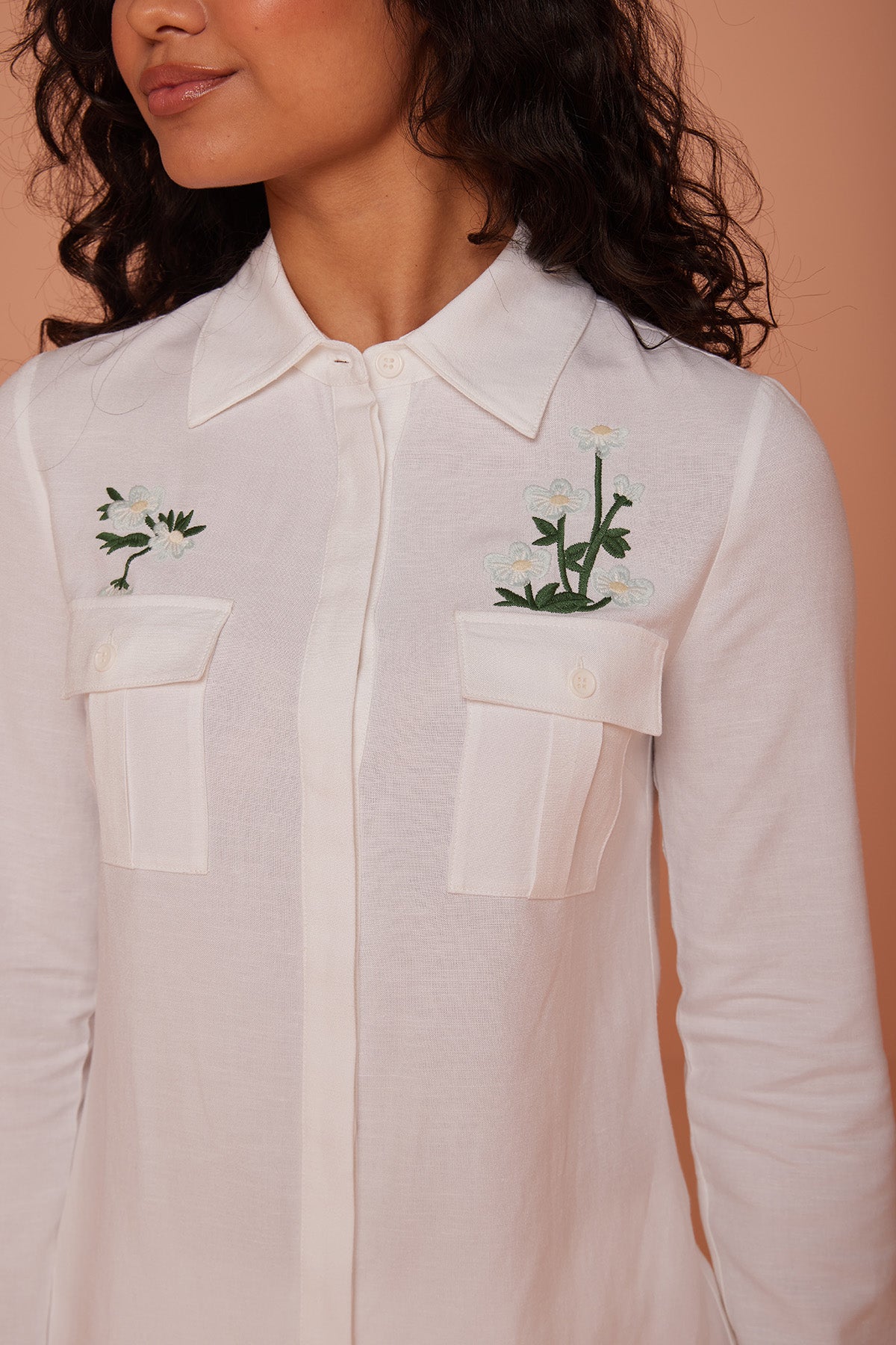 White Double Front Pocket Shirt