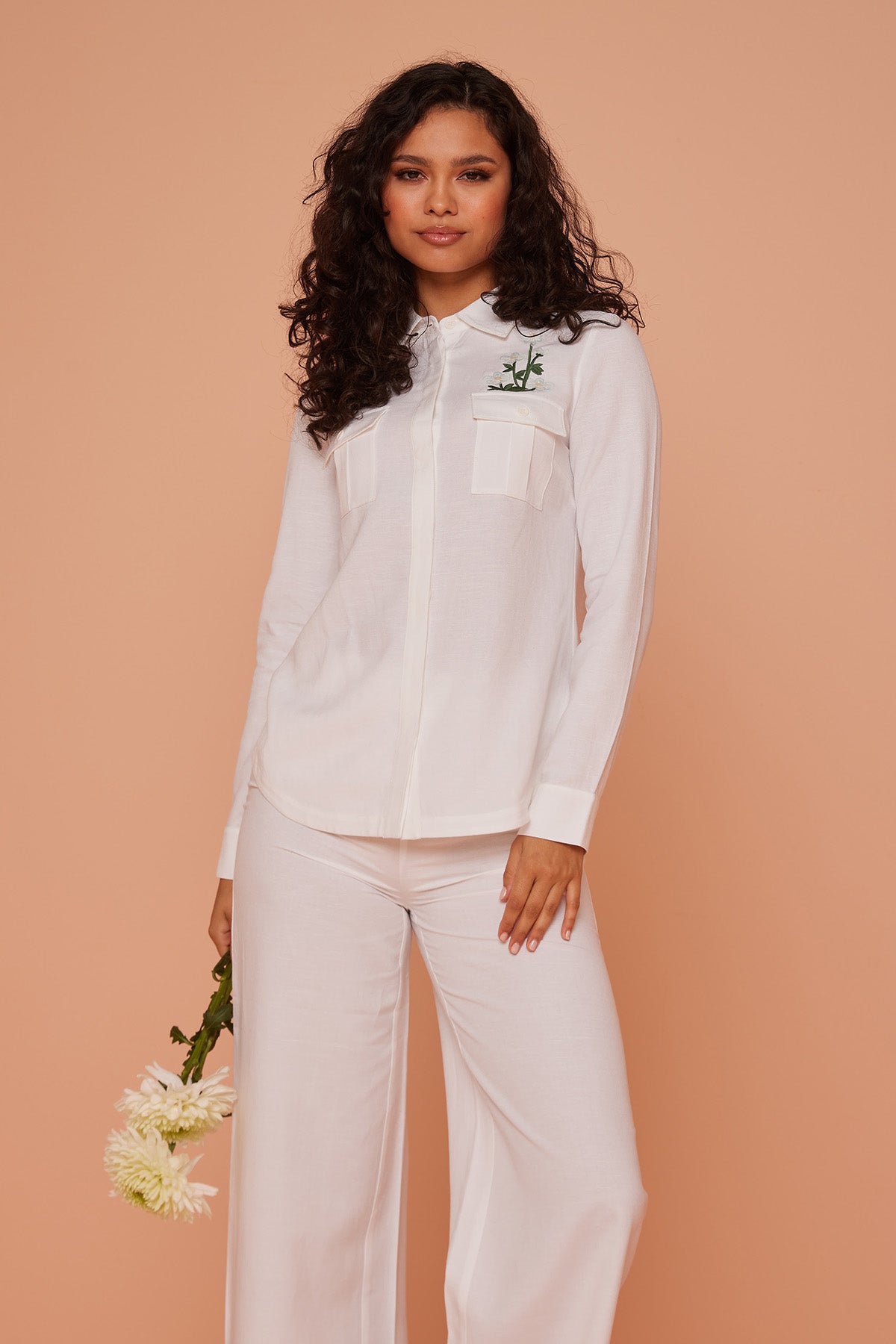 White Double Front Pocket Shirt