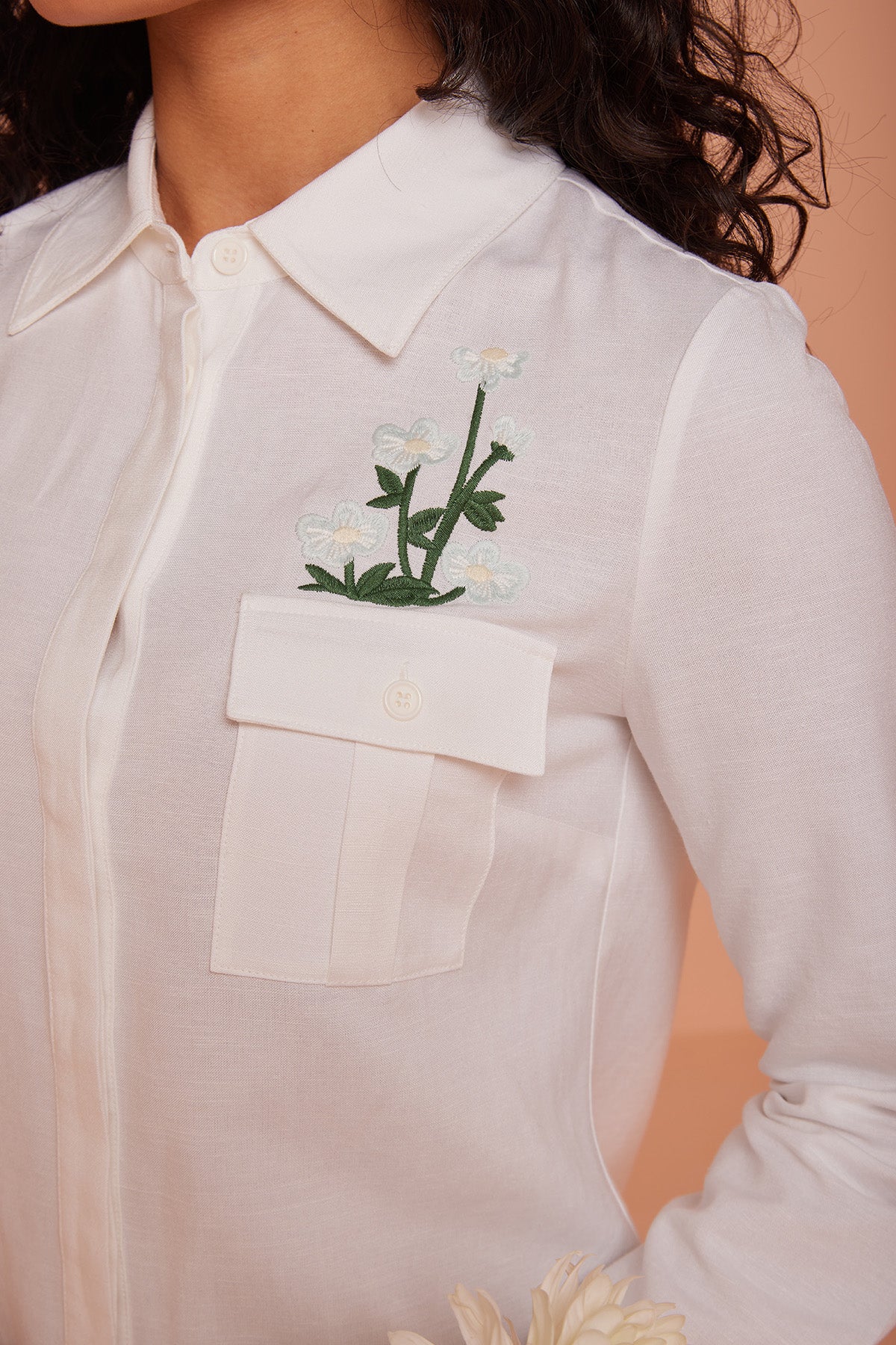 White Double Front Pocket Shirt