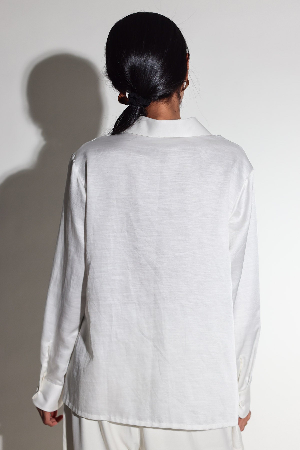 White Drape Asymmetrical Shirt
