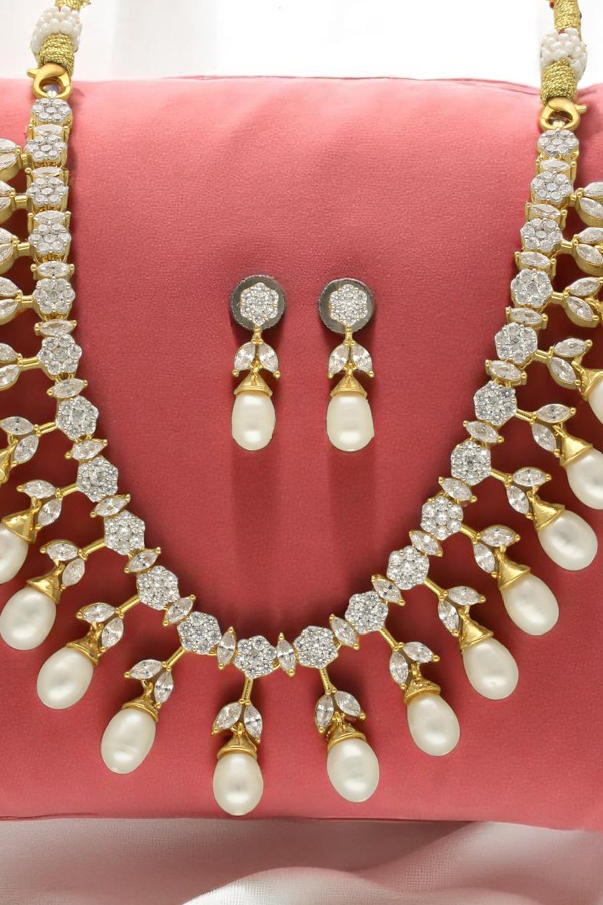 White Drop Pearl Jewellery Set