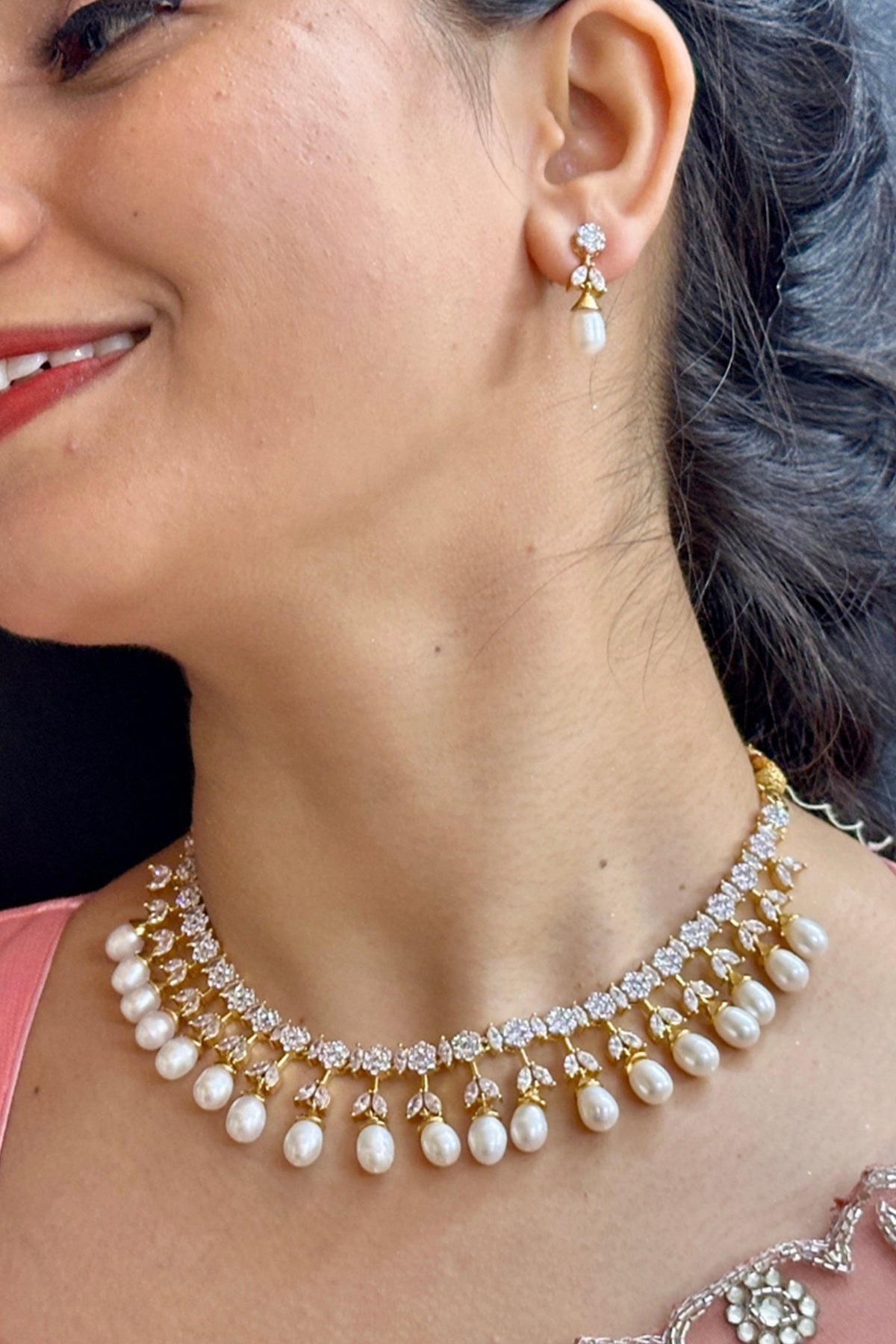 Buy White Drop Pearl Jewellery Set for women by J Pearls online available at scrollnshops