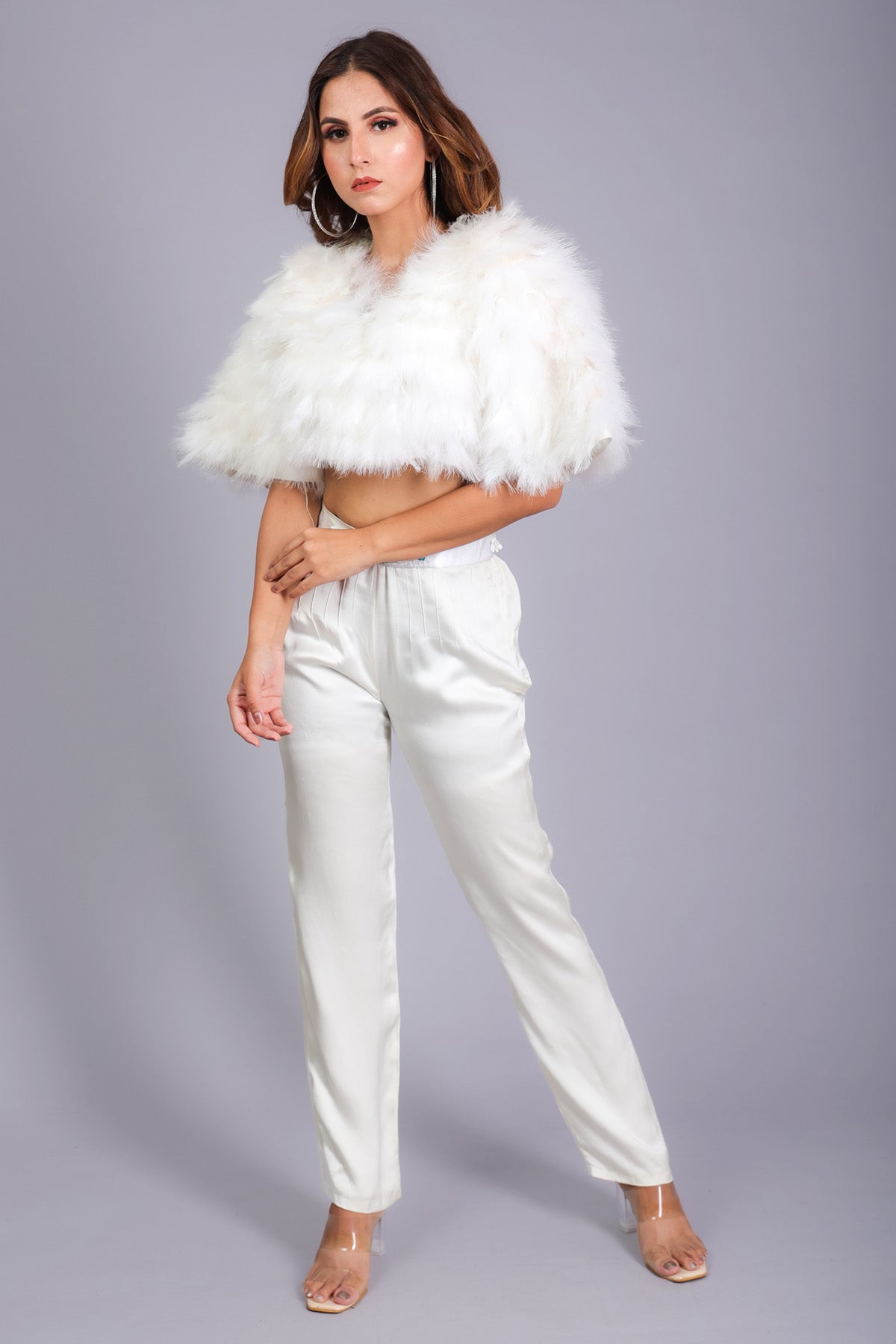Etti Kapoor White Embellished Feather Top Online