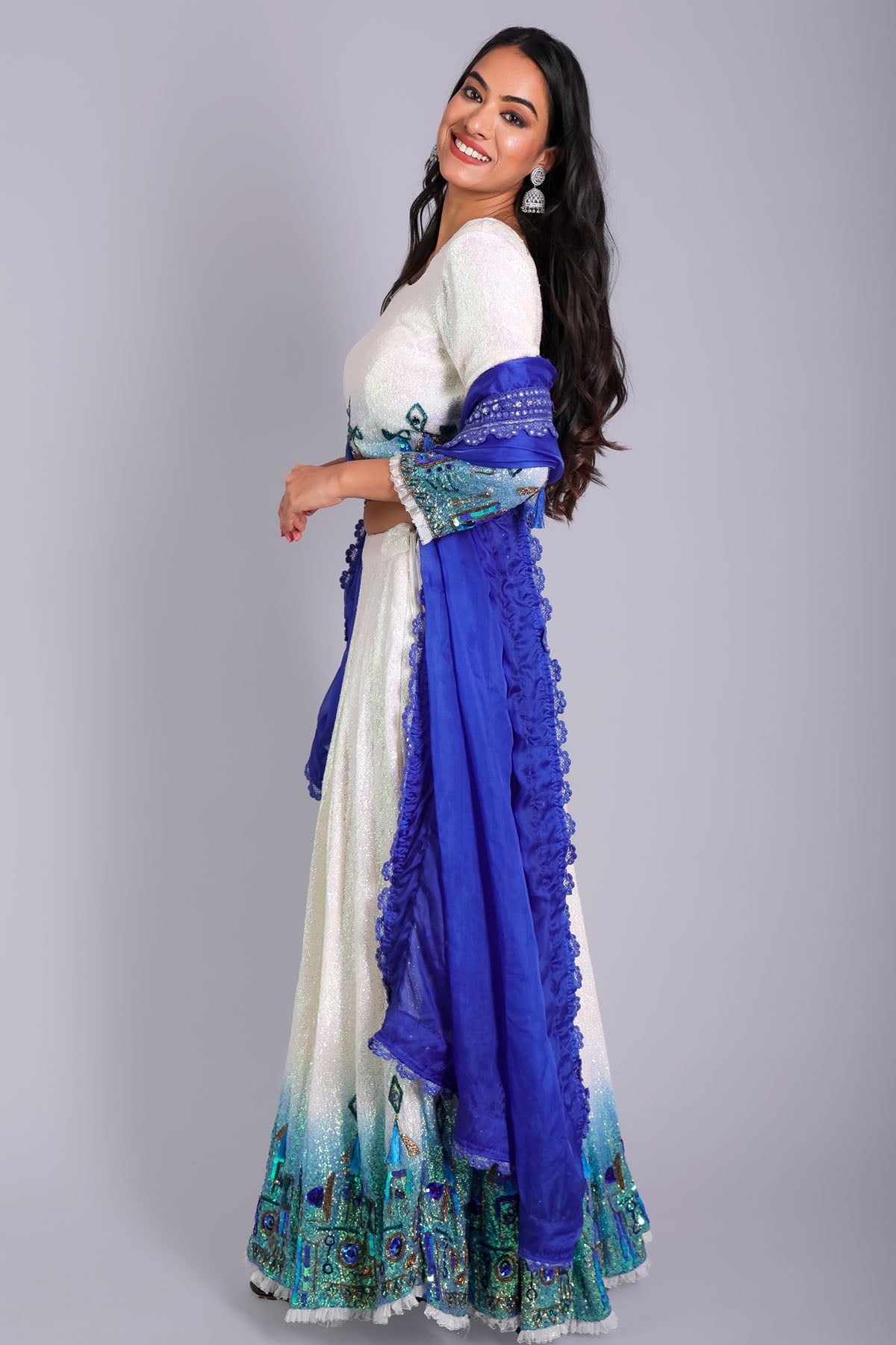 White Embellished Lehenga Set