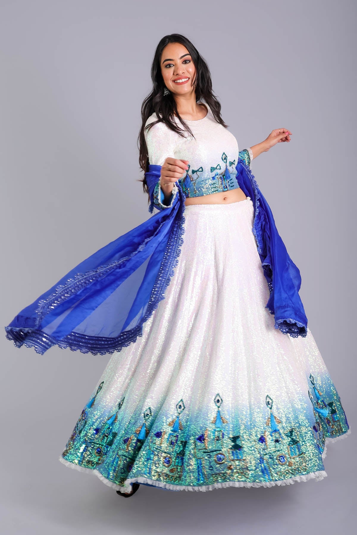 Etti Kapoor White Embellished Lehenga Set for women online at ScrollnShops