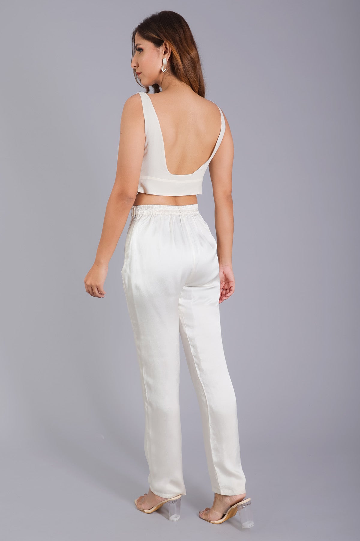 White Embellished Ruffle Top