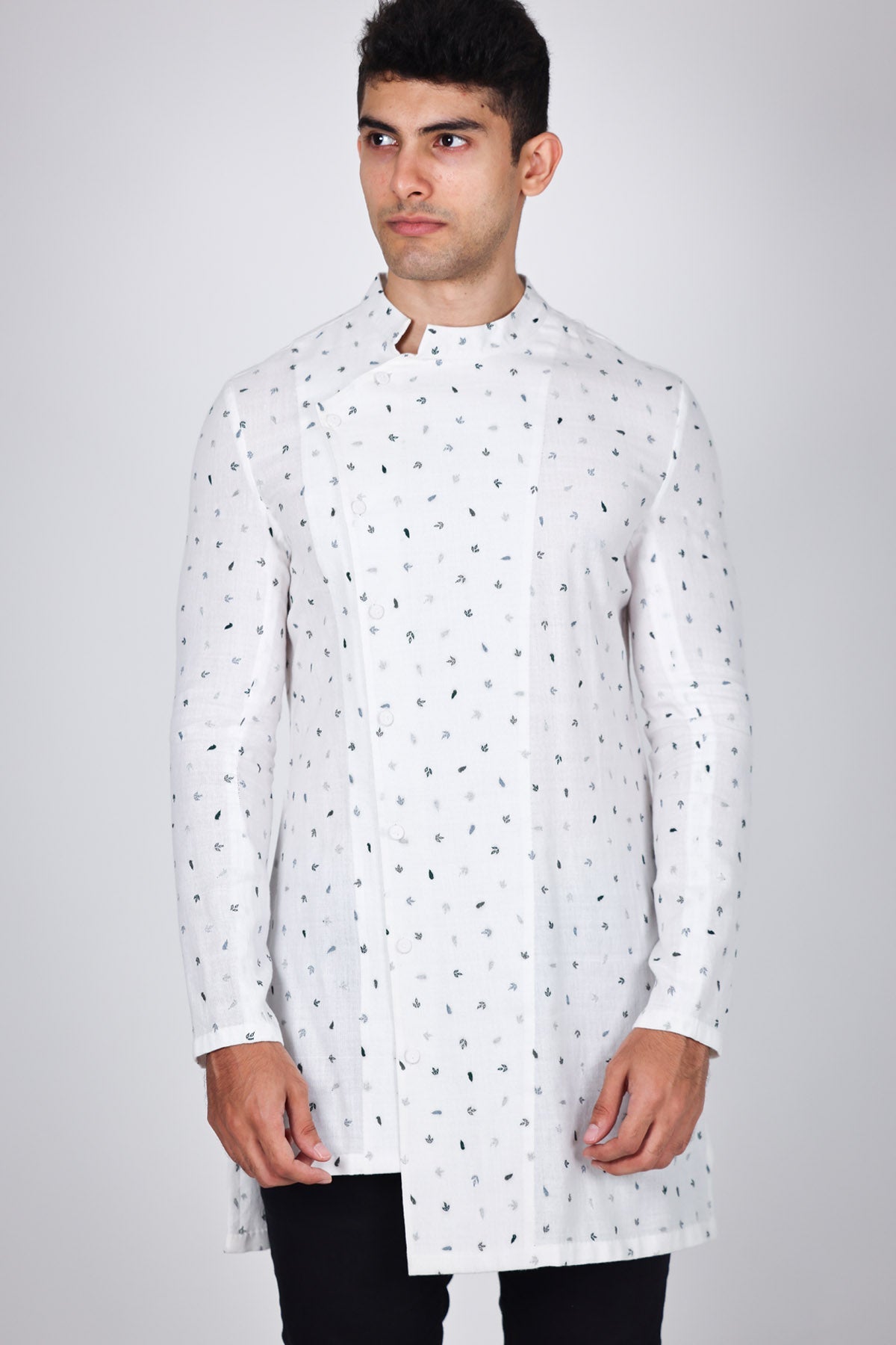 Arya Giri White Embroidered Bandi Shirts for men online at ScrollnShops