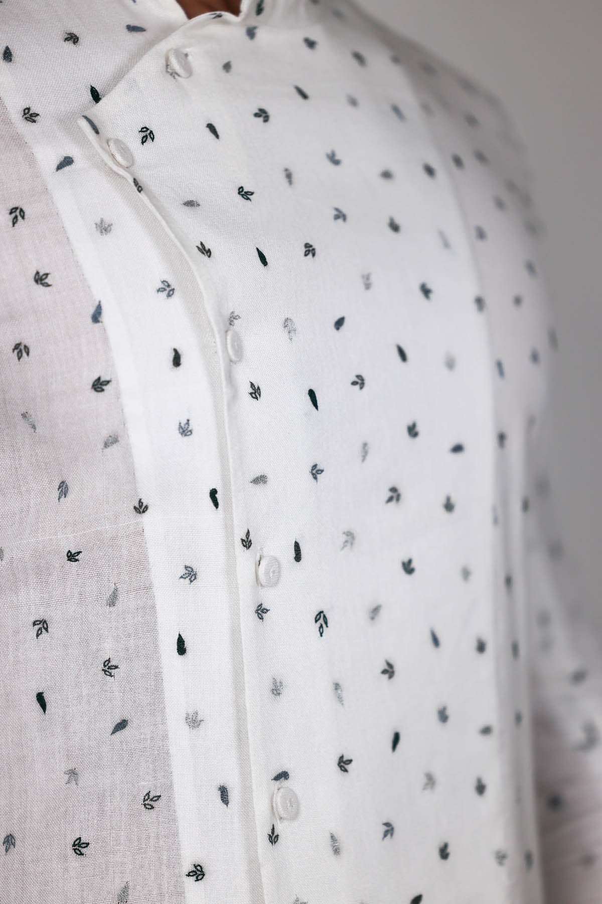 White Embroidered Bandi Shirt