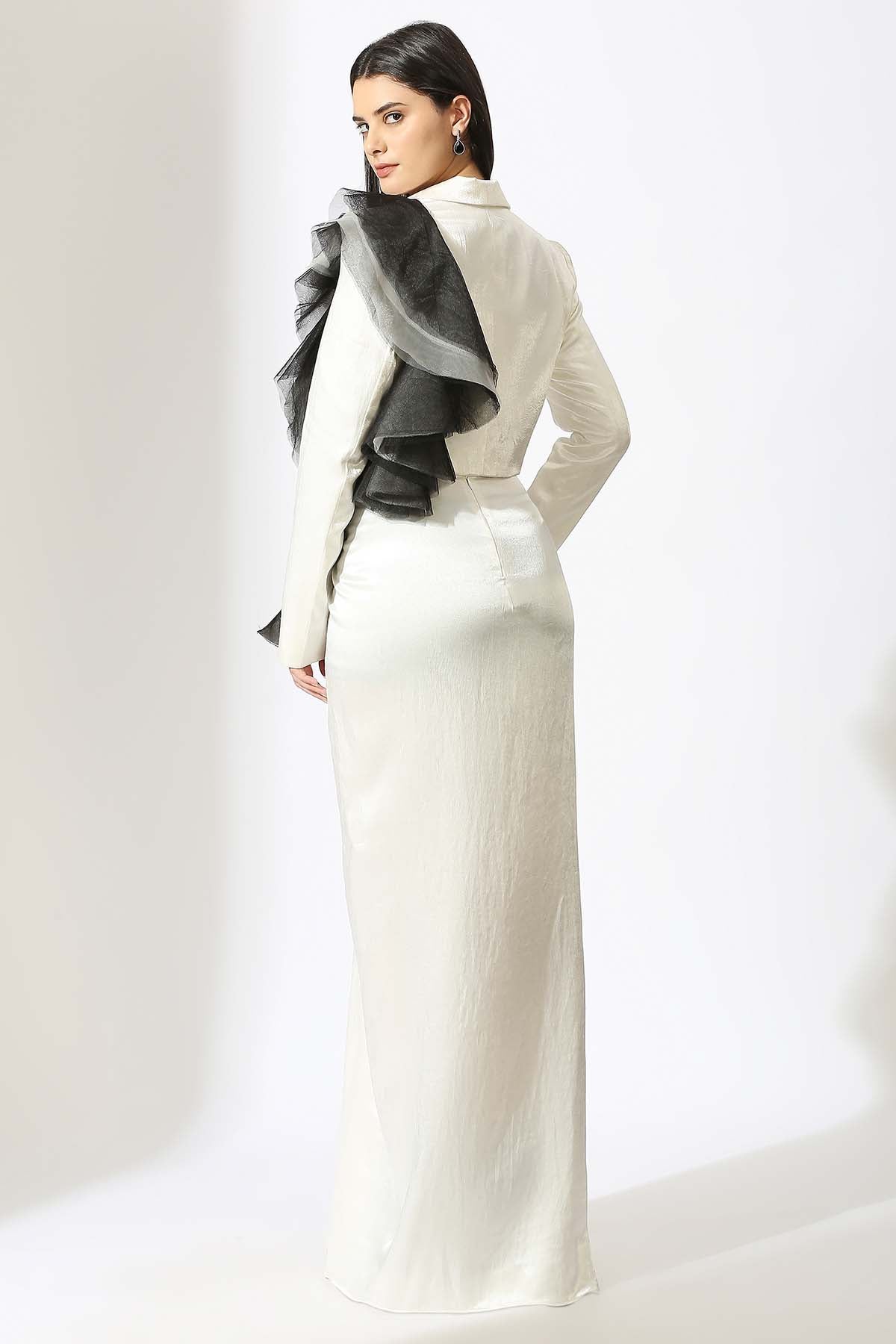 White Embroidered Blazer & Skirt