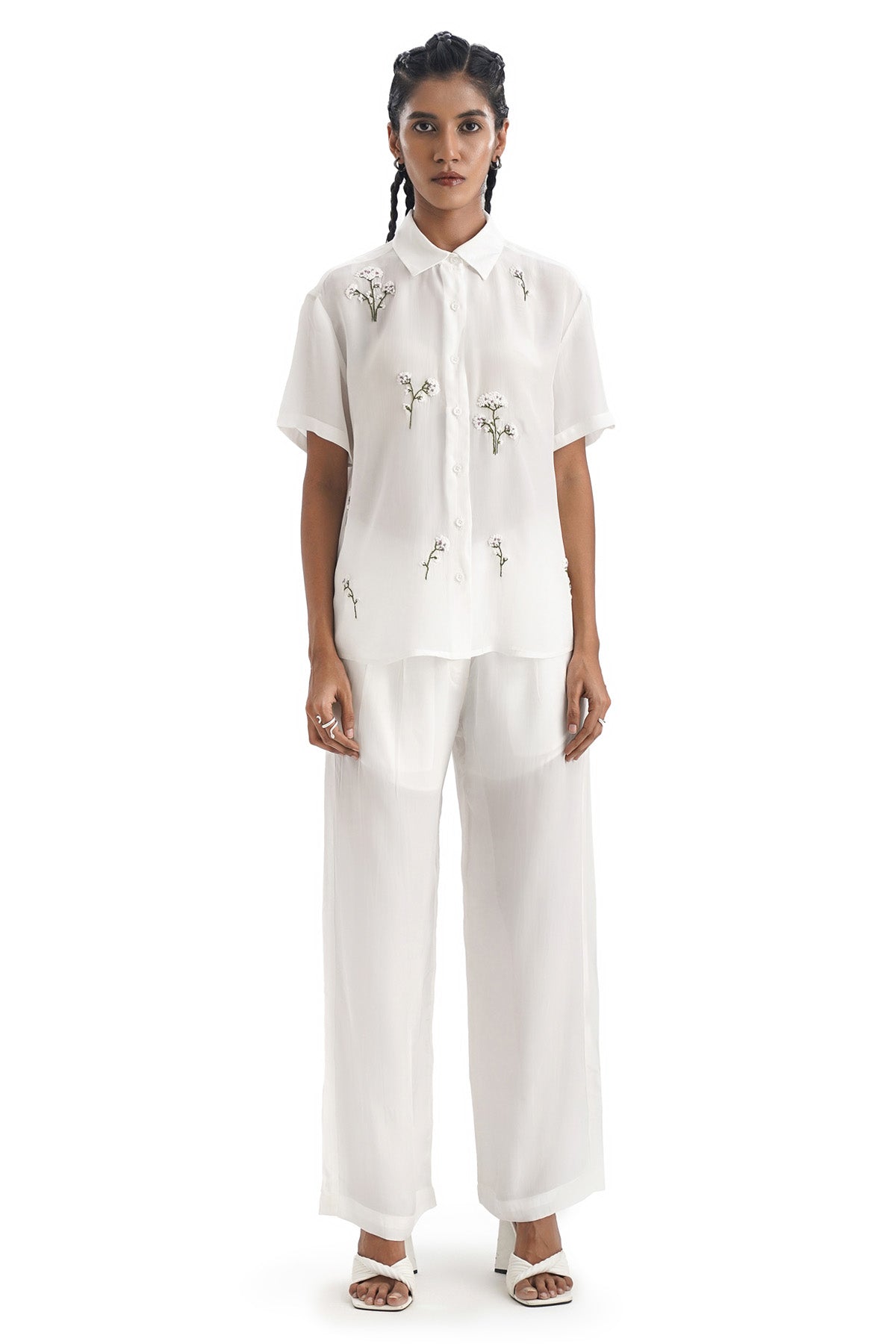 Buy Notre Ame White Embroidered Co-ord Set For Women Online at ScrollnShops