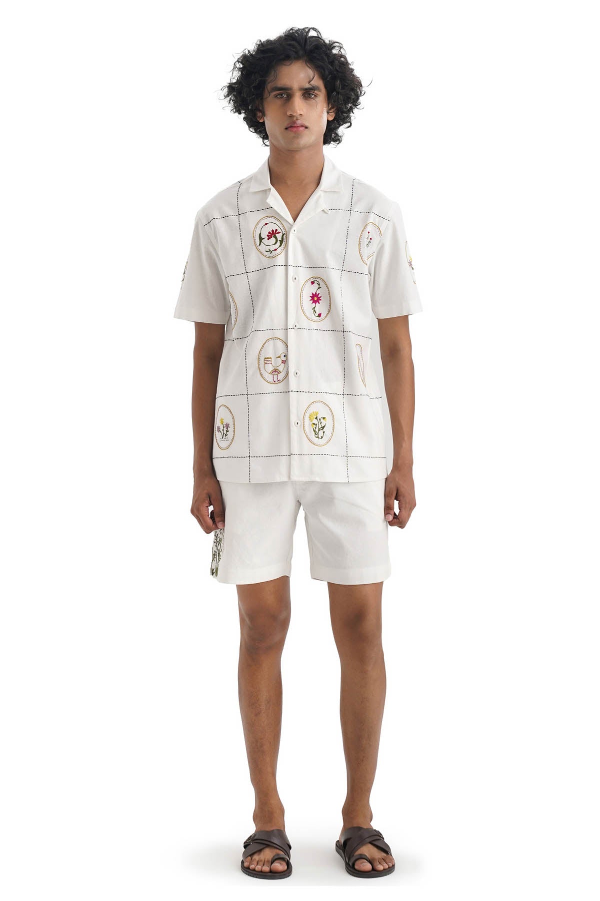 White Embroidered Cotton Shirt