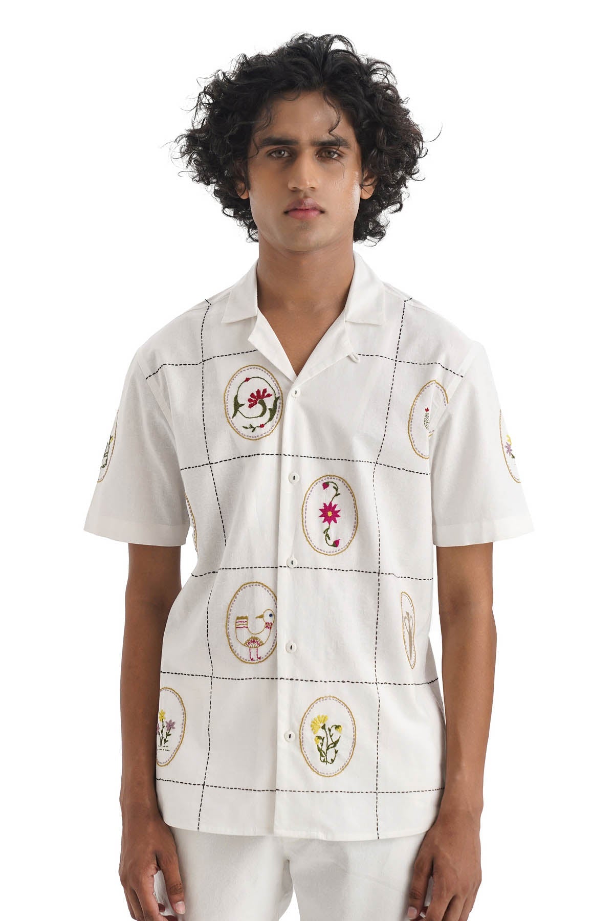 Notre Ame - Men White Embroidered Cotton Shirt for men online at ScrollnShops