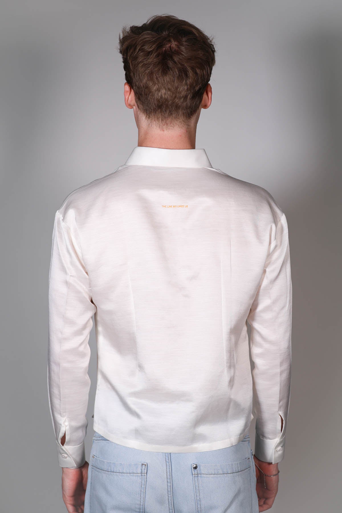 White Embroidered Crop Shirt