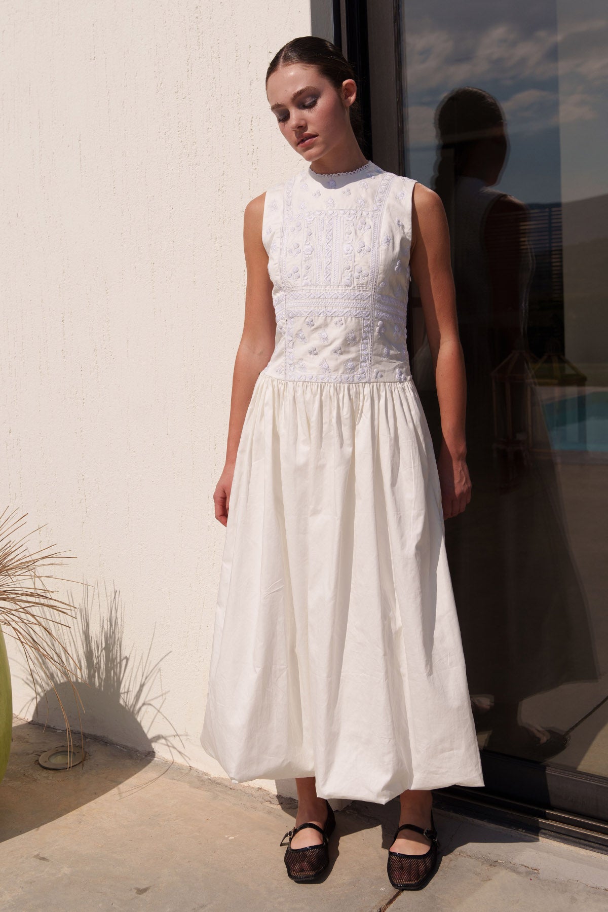 Buy White Embroidered Flared Dress by Shruti Sancheti for women online at ScrollnShops