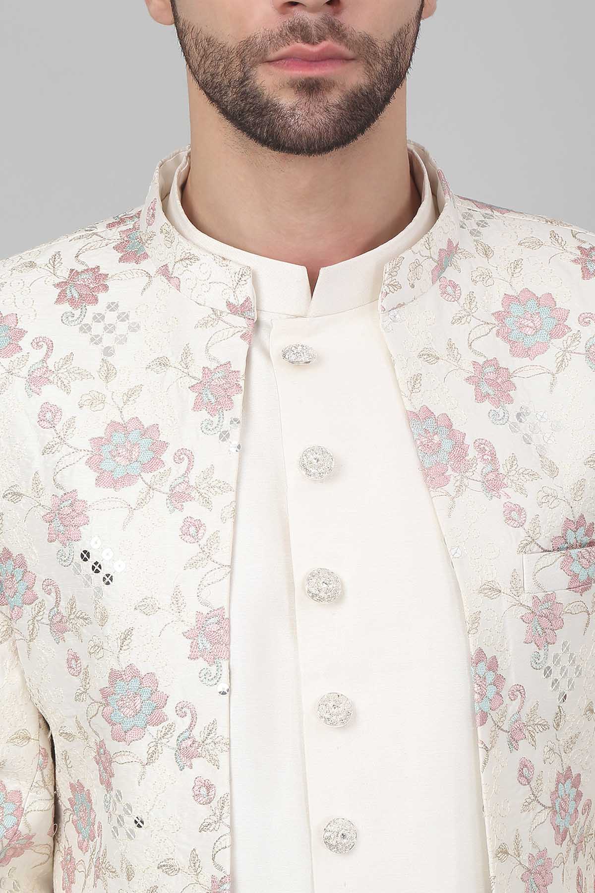 White Embroidered Jacket Set