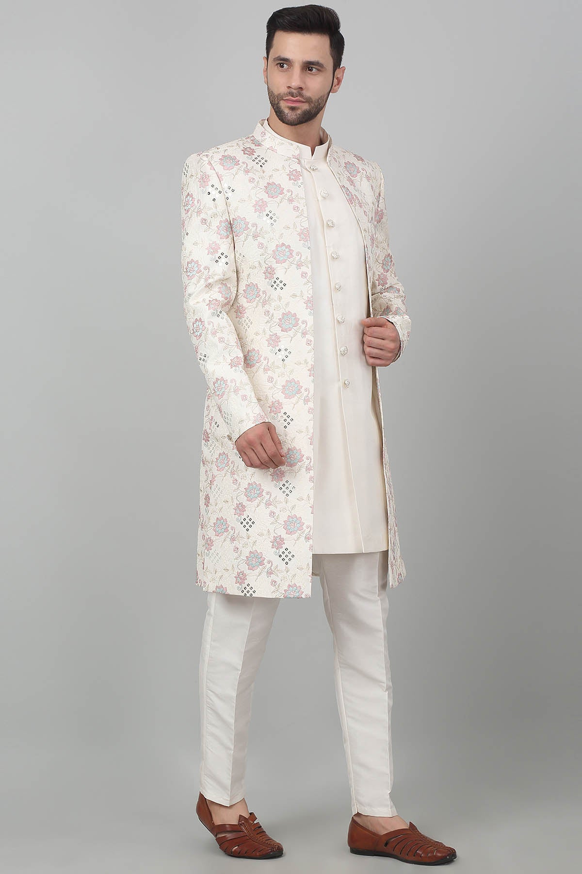 White Embroidered Jacket Set