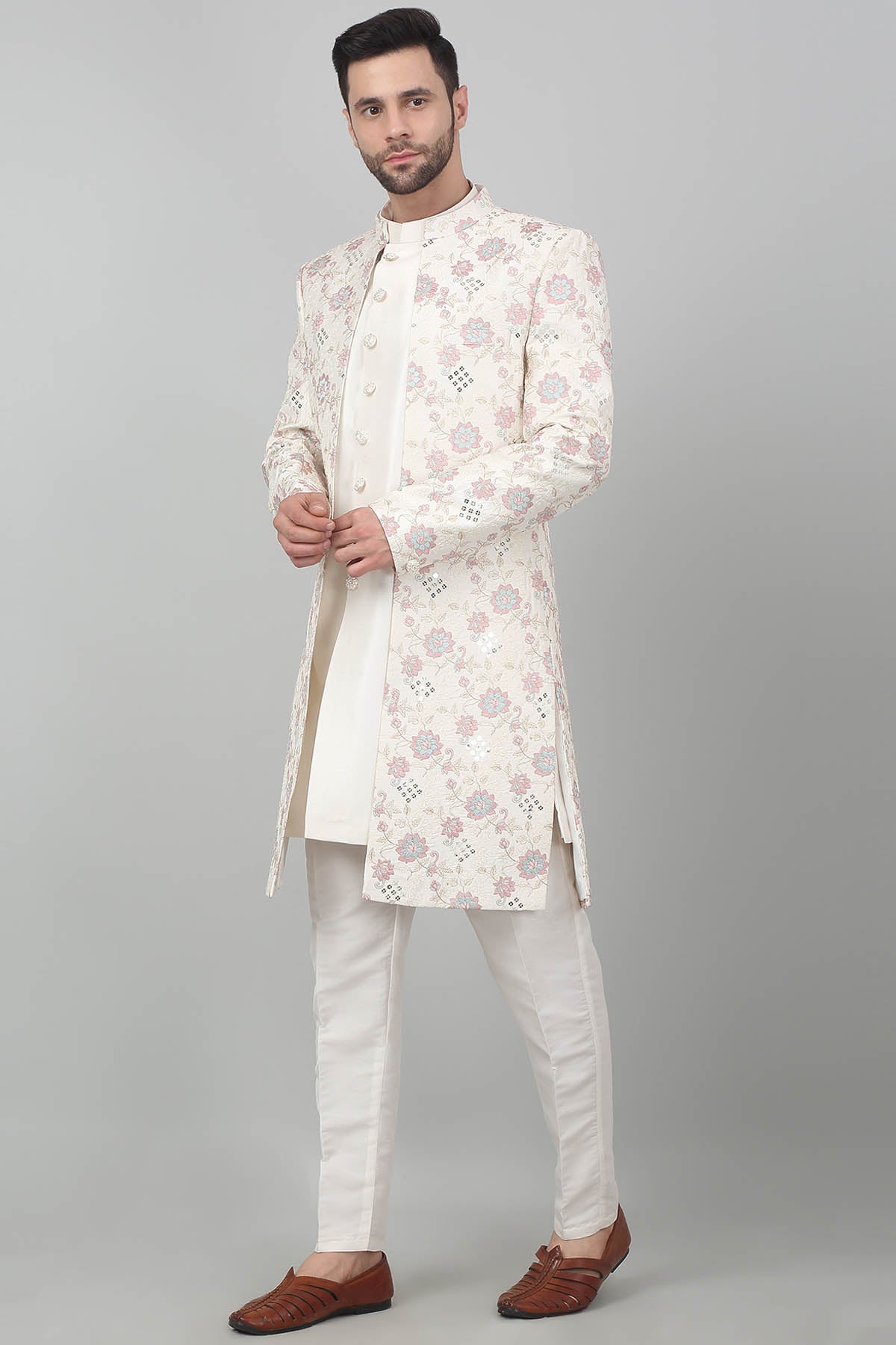 White Embroidered Jacket Set