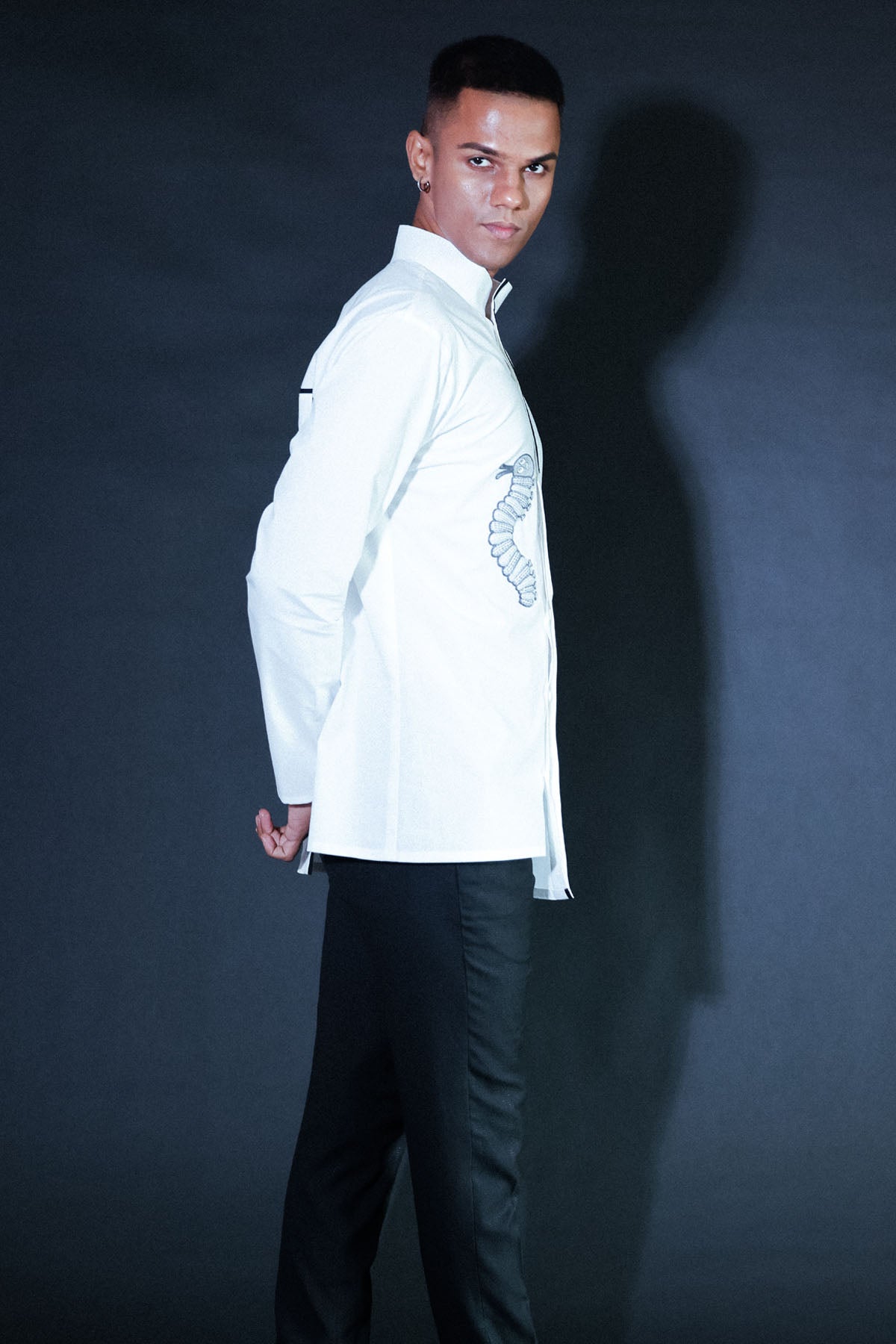 White Embroidered Kantha Shirt