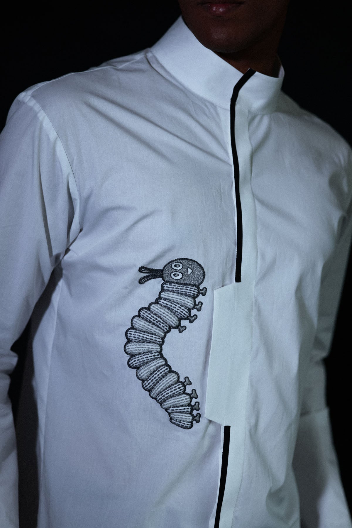 White Embroidered Kantha Shirt