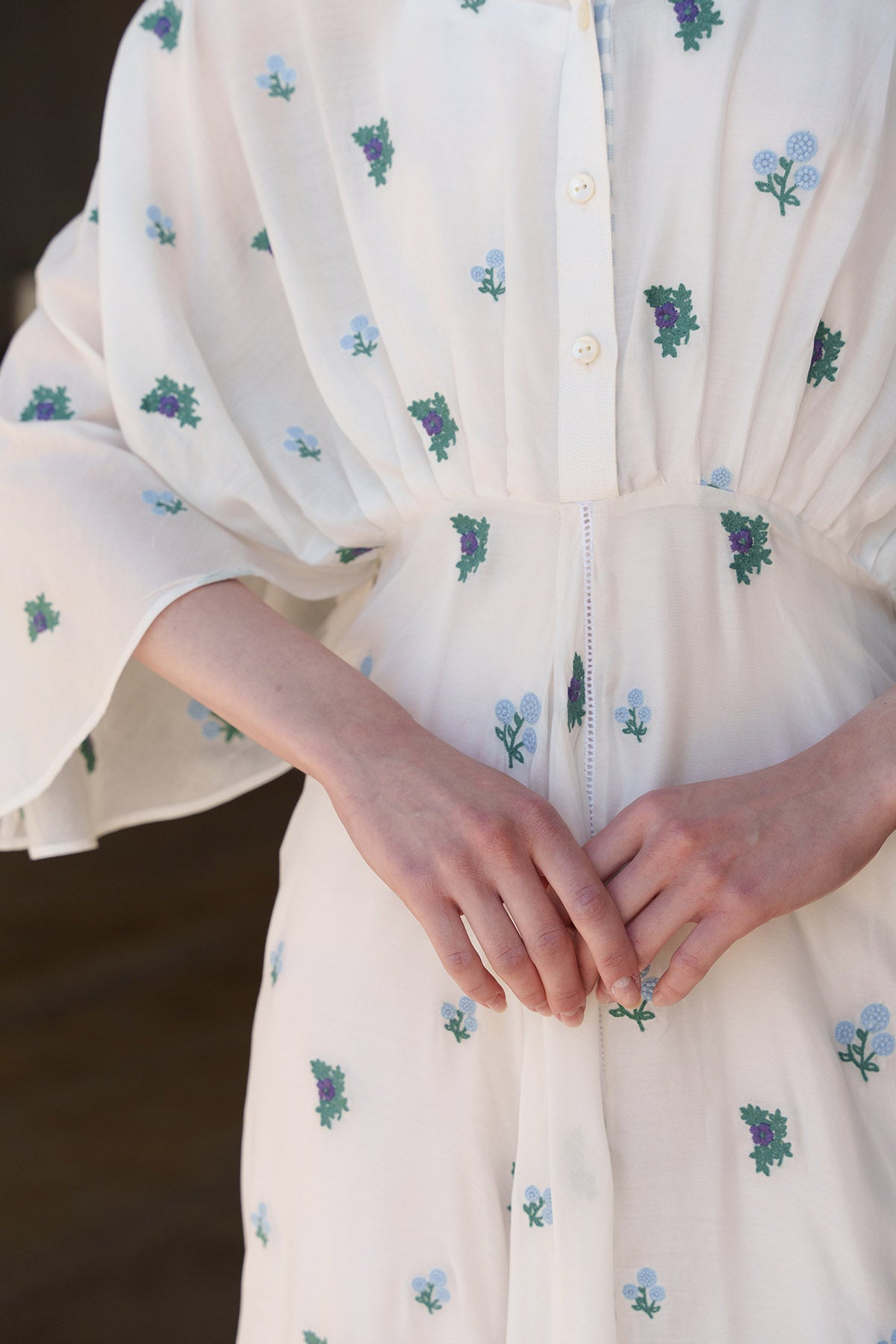 White Embroidered Kimono Dress