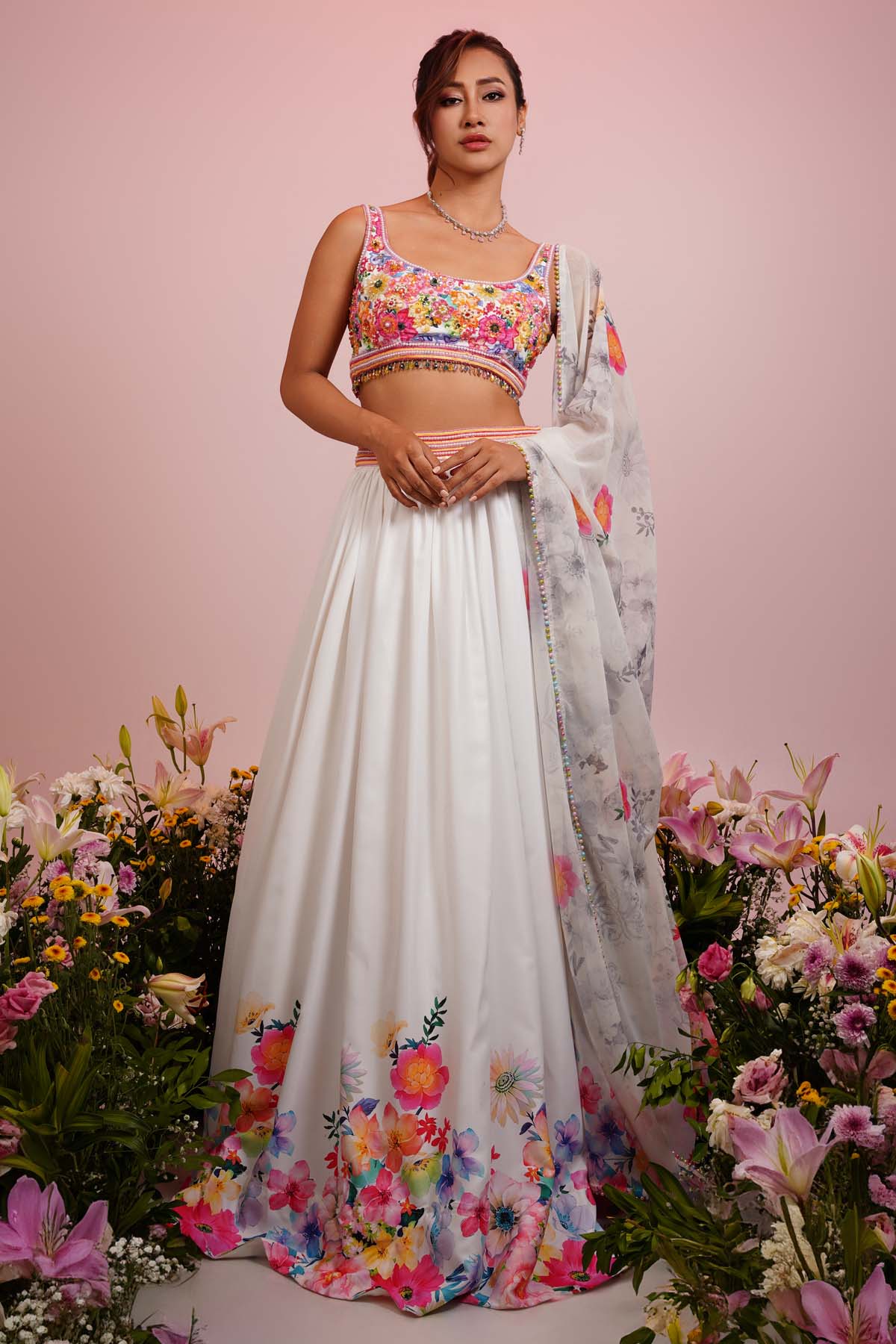 Priyanka Kar White Embroidered Lehenga Set for women online at ScrollnShops