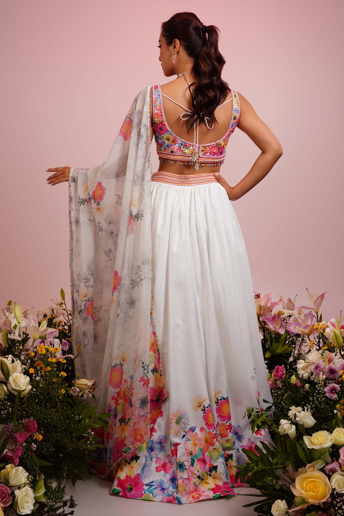 White Embroidered Lehenga Set