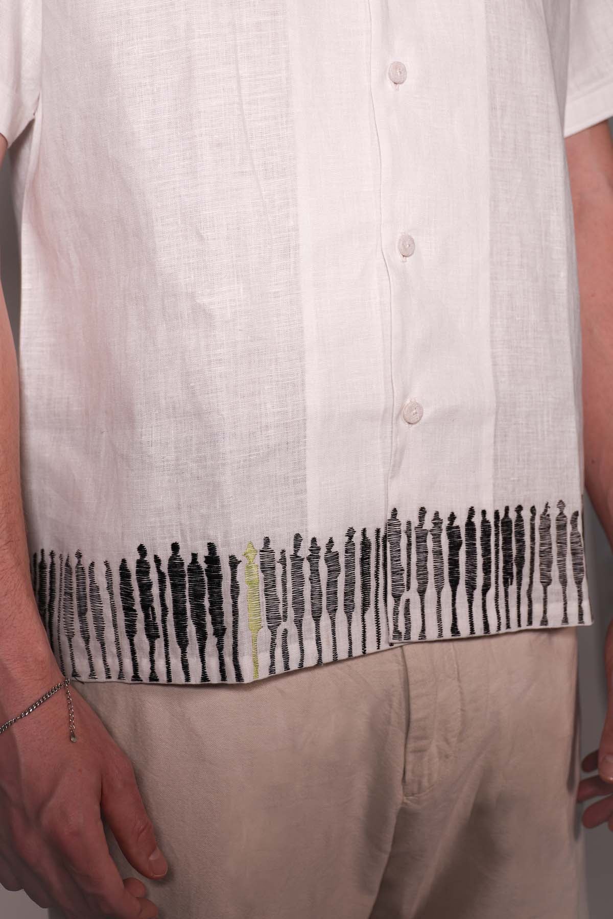 White Embroidered Logo Shirt