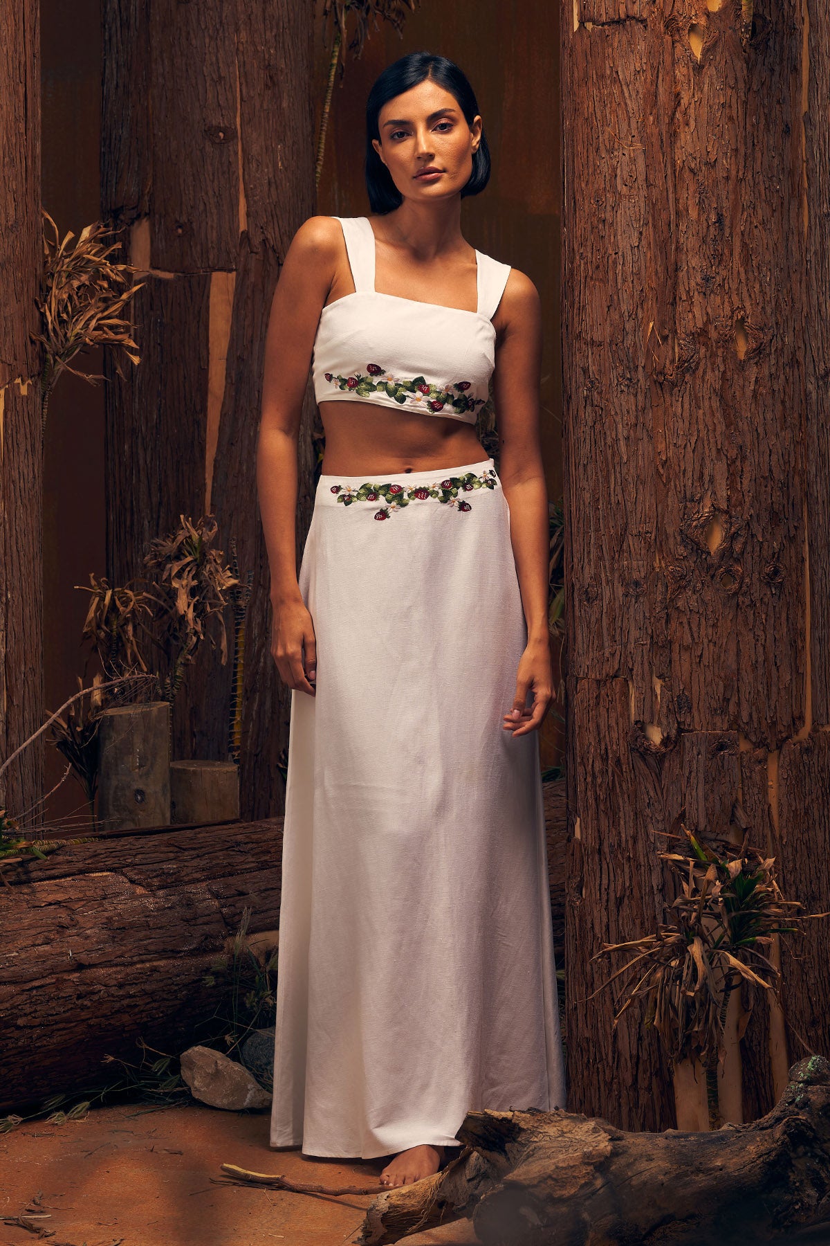 White Embroidered Long Skirt