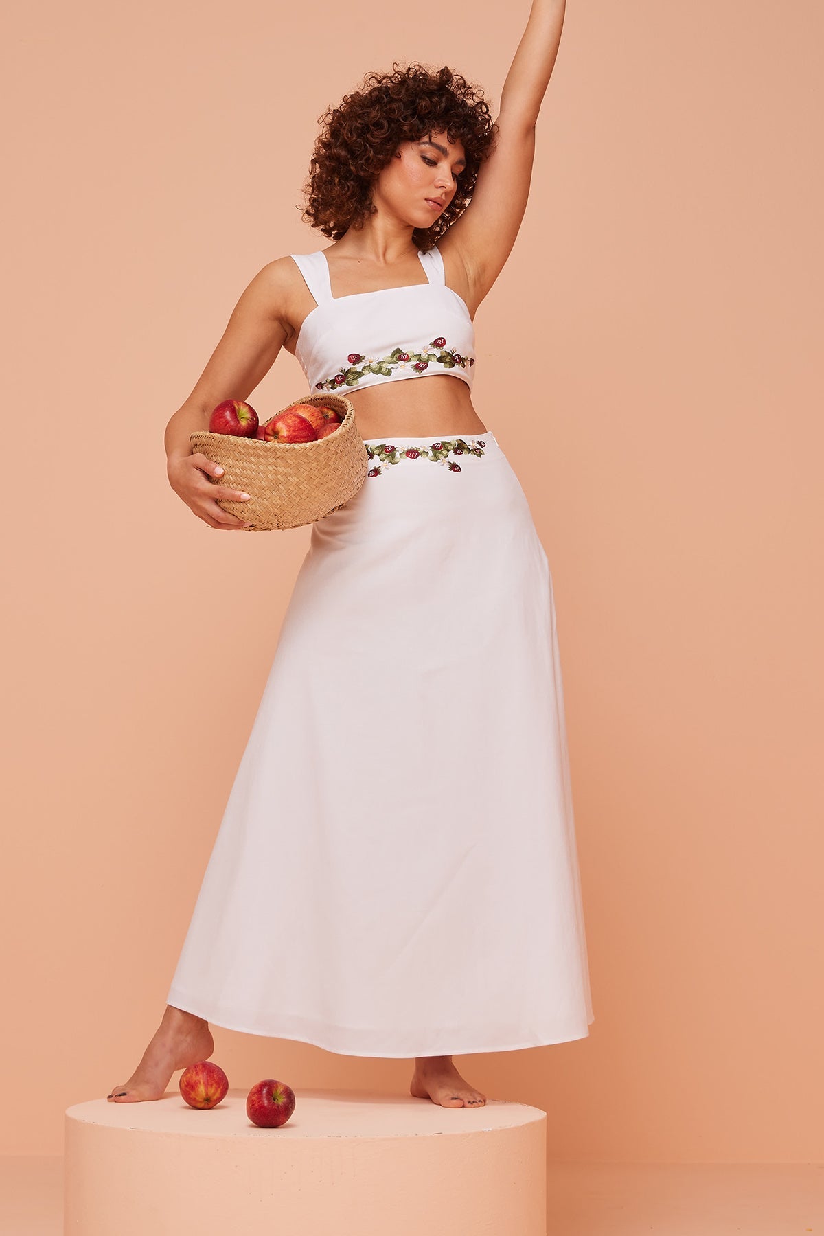 Buy White Embroidered Long Skirt by Ashita Fernandes for Women online at ScrollnShops