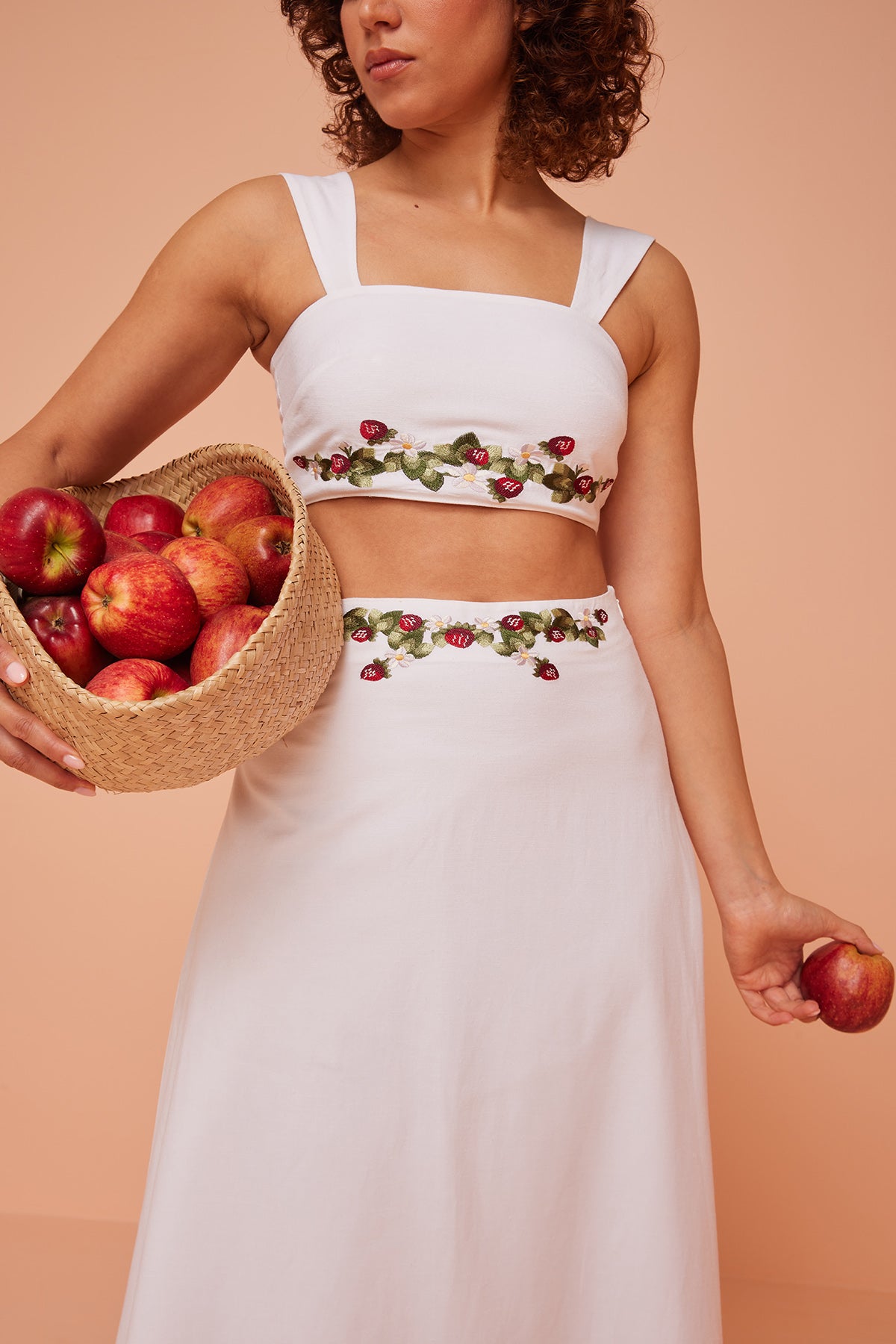 White Embroidered Long Skirt