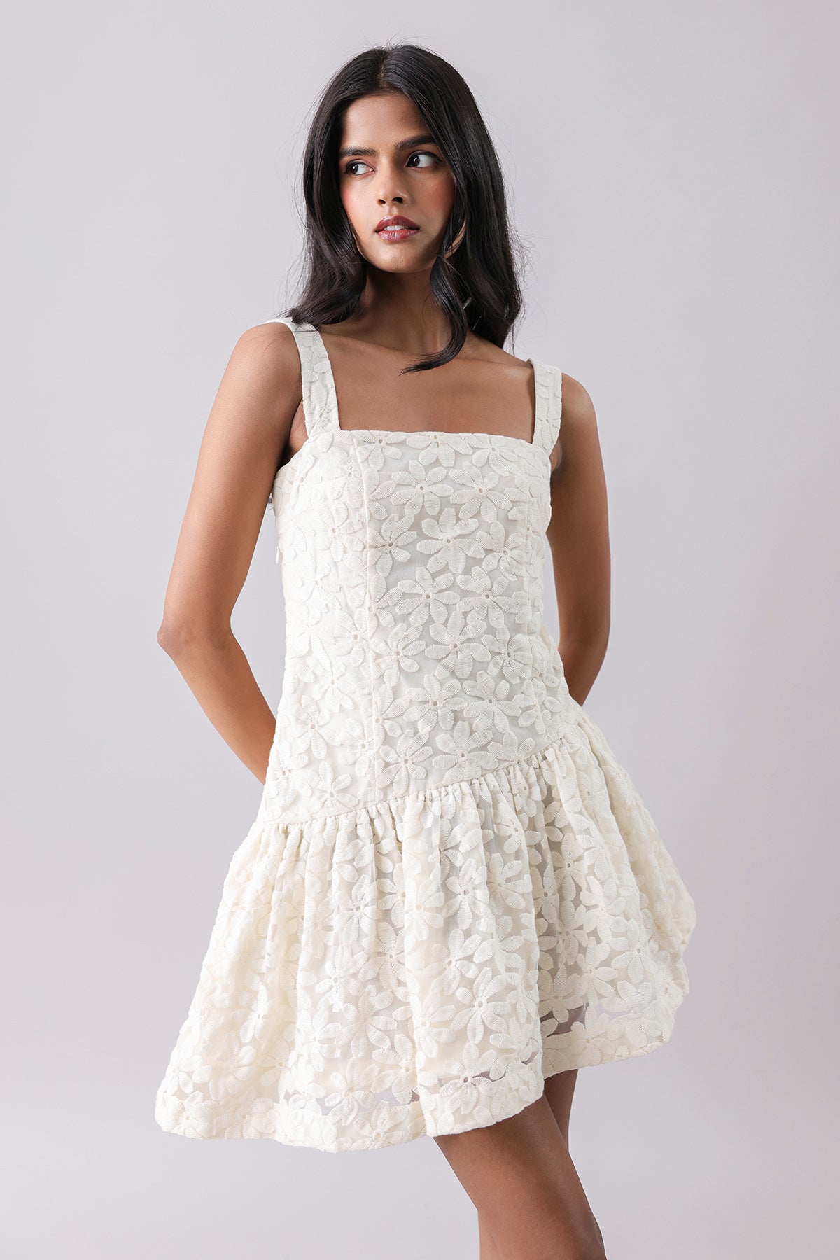 Buy White Embroidered Mini Dress by Why Look West for women online at ScrollnShops