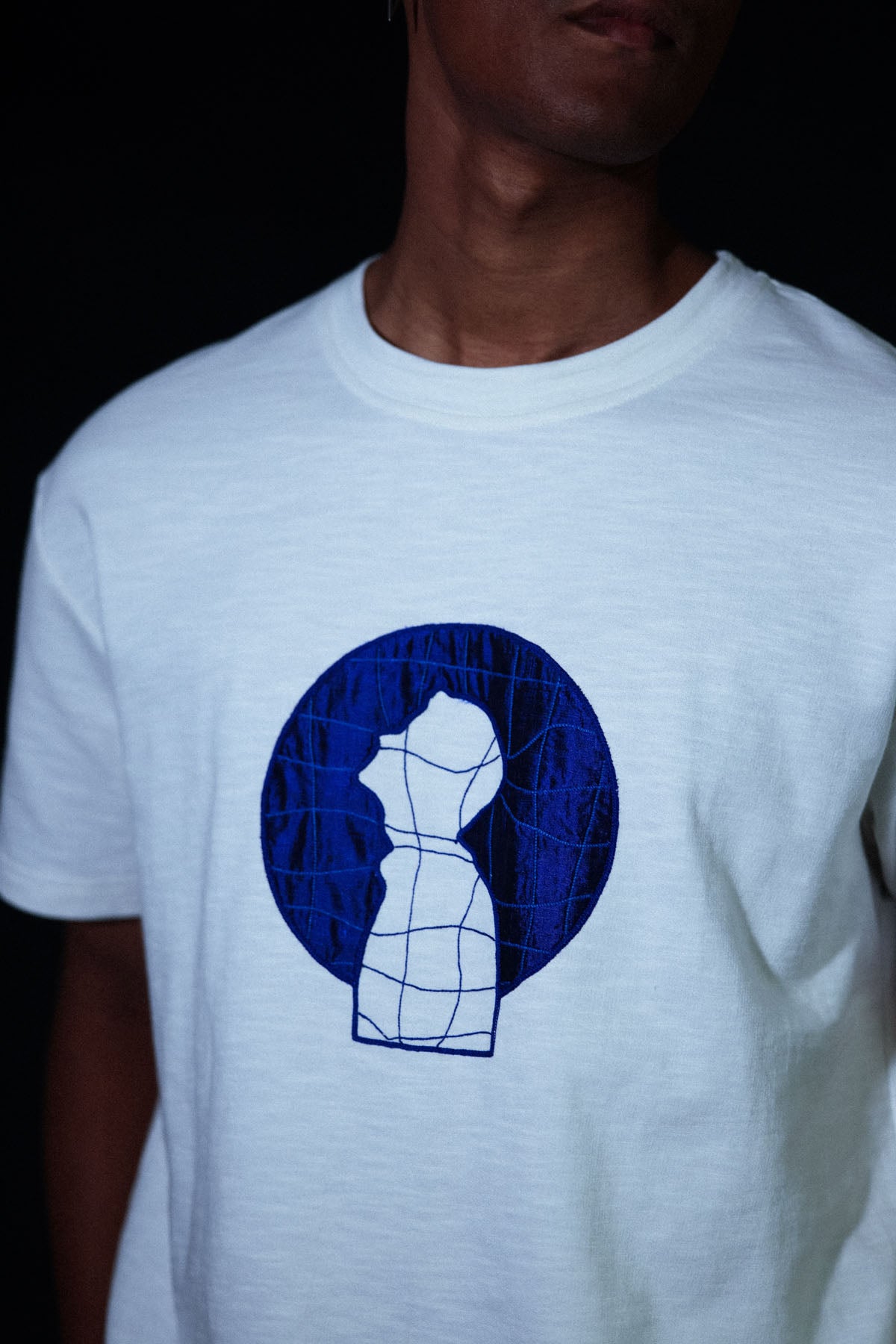 White Embroidered Moon T-Shirt