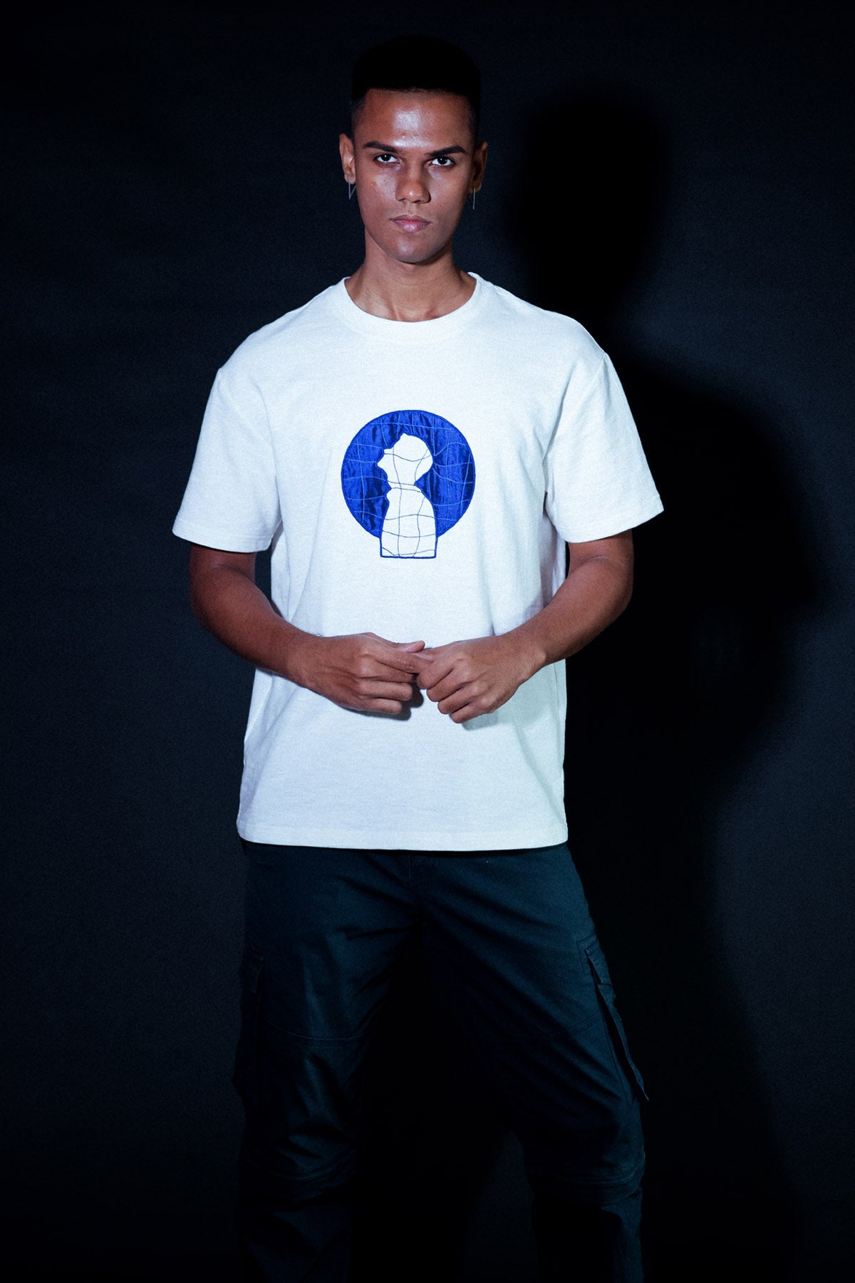 Buy Arya Giri White Embroidered Moon T-Shirt