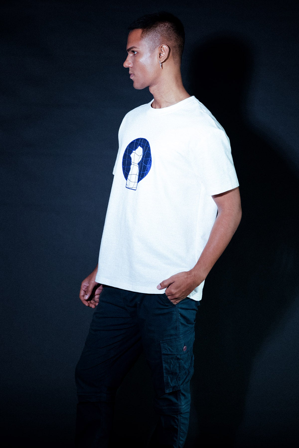 White Embroidered Moon T-Shirt