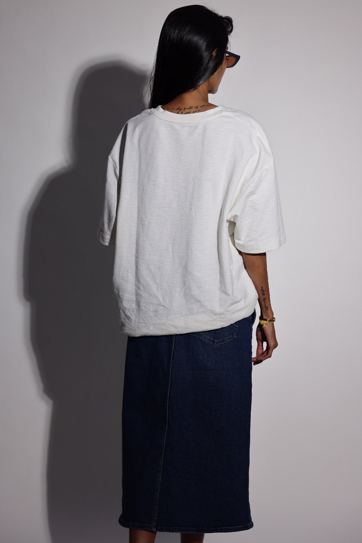 Motif Embroidered White T-Shirt