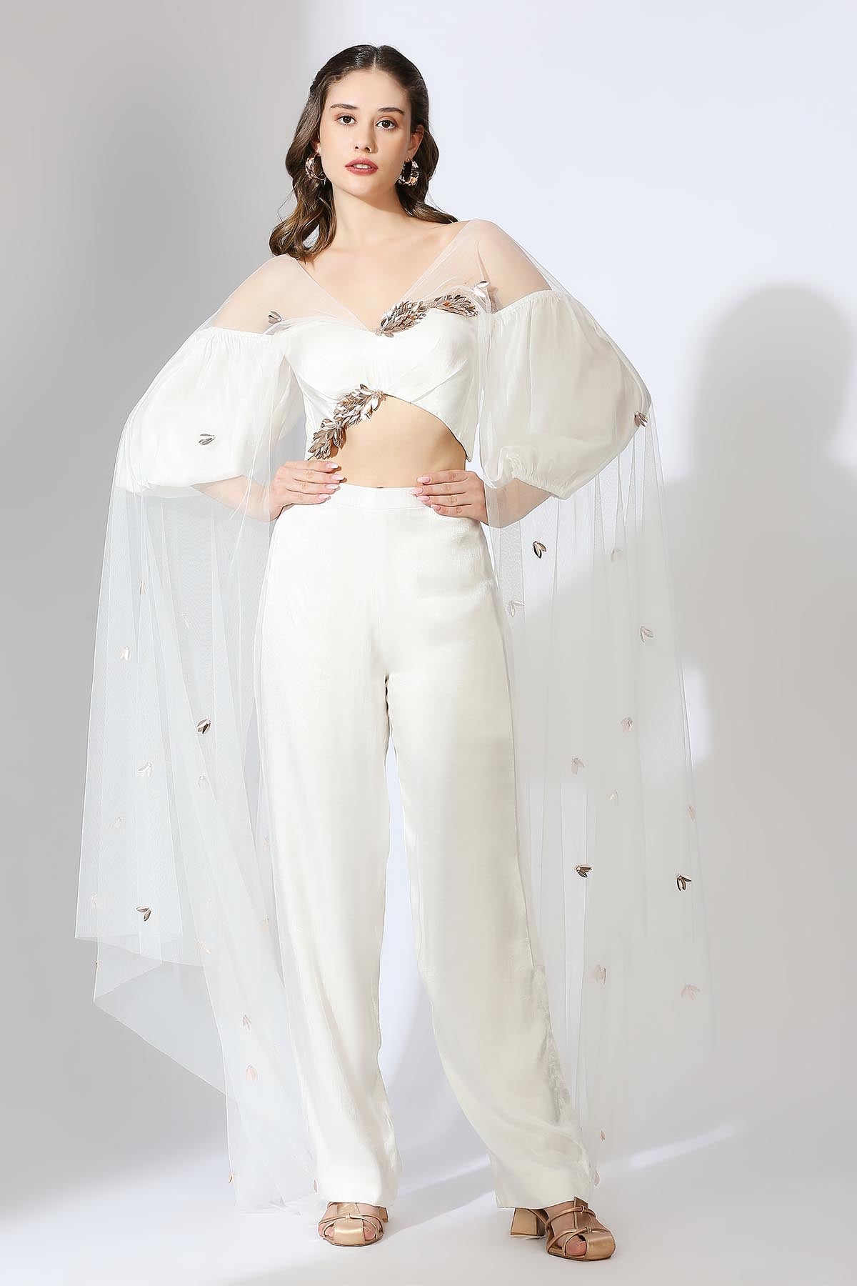 Buy White Embroidered Pants Set by Masumi Mewawalla for women online at ScrollnShops