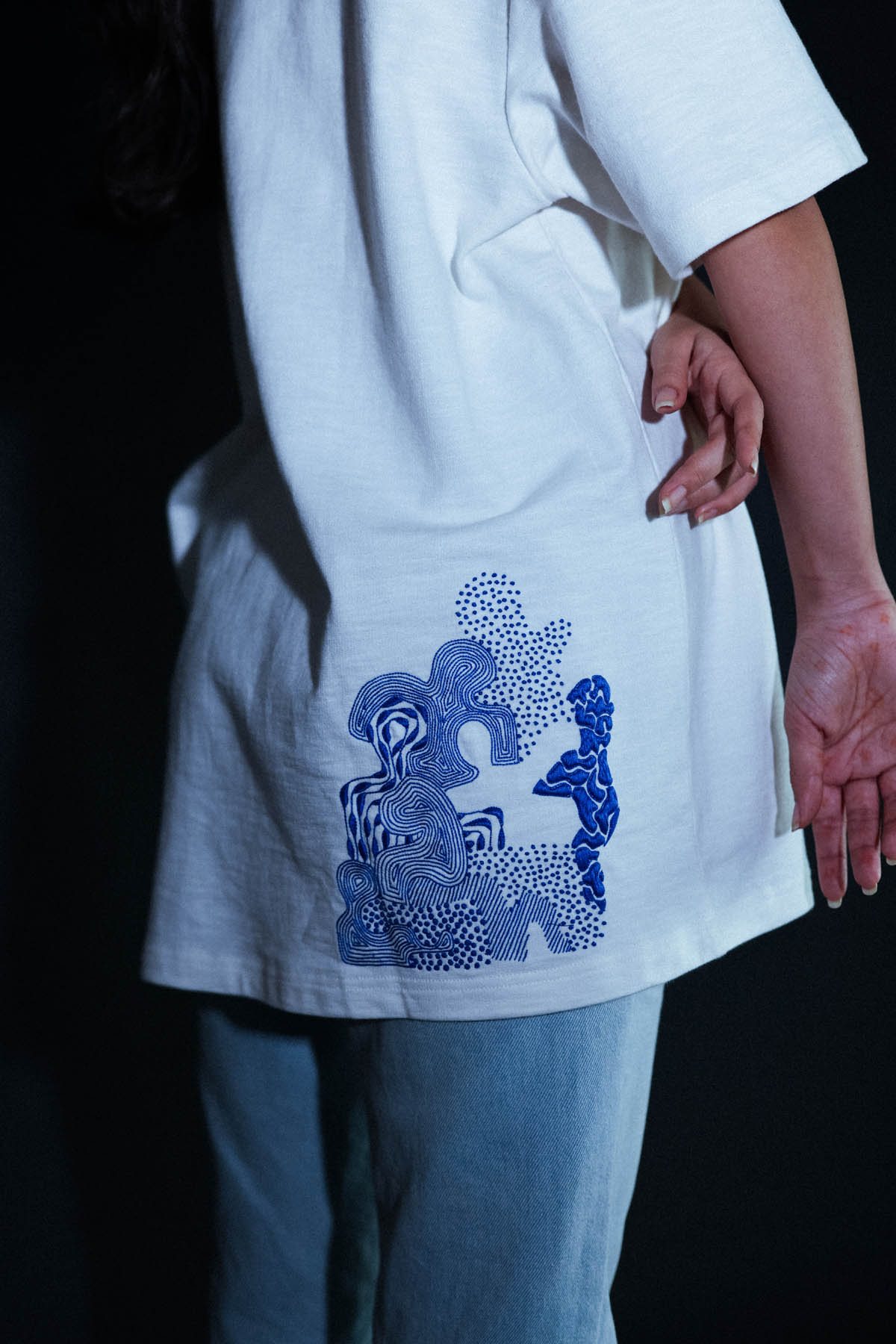 White Embroidered People T-Shirt