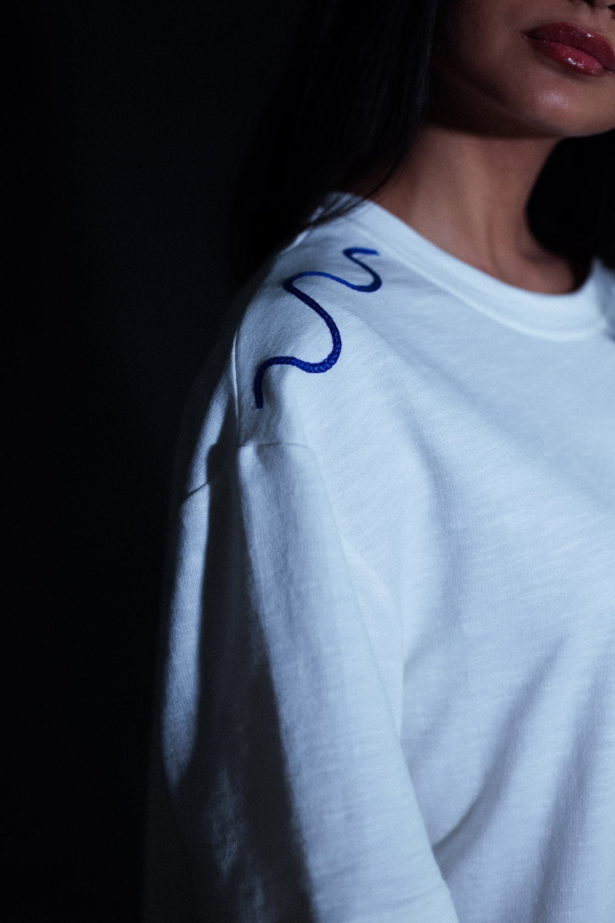 White Embroidered People T-Shirt