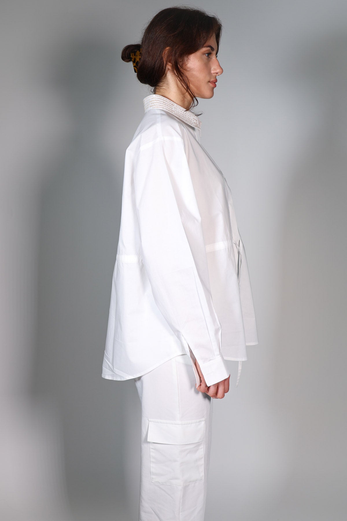 White Embroidered Relaxed Shirt