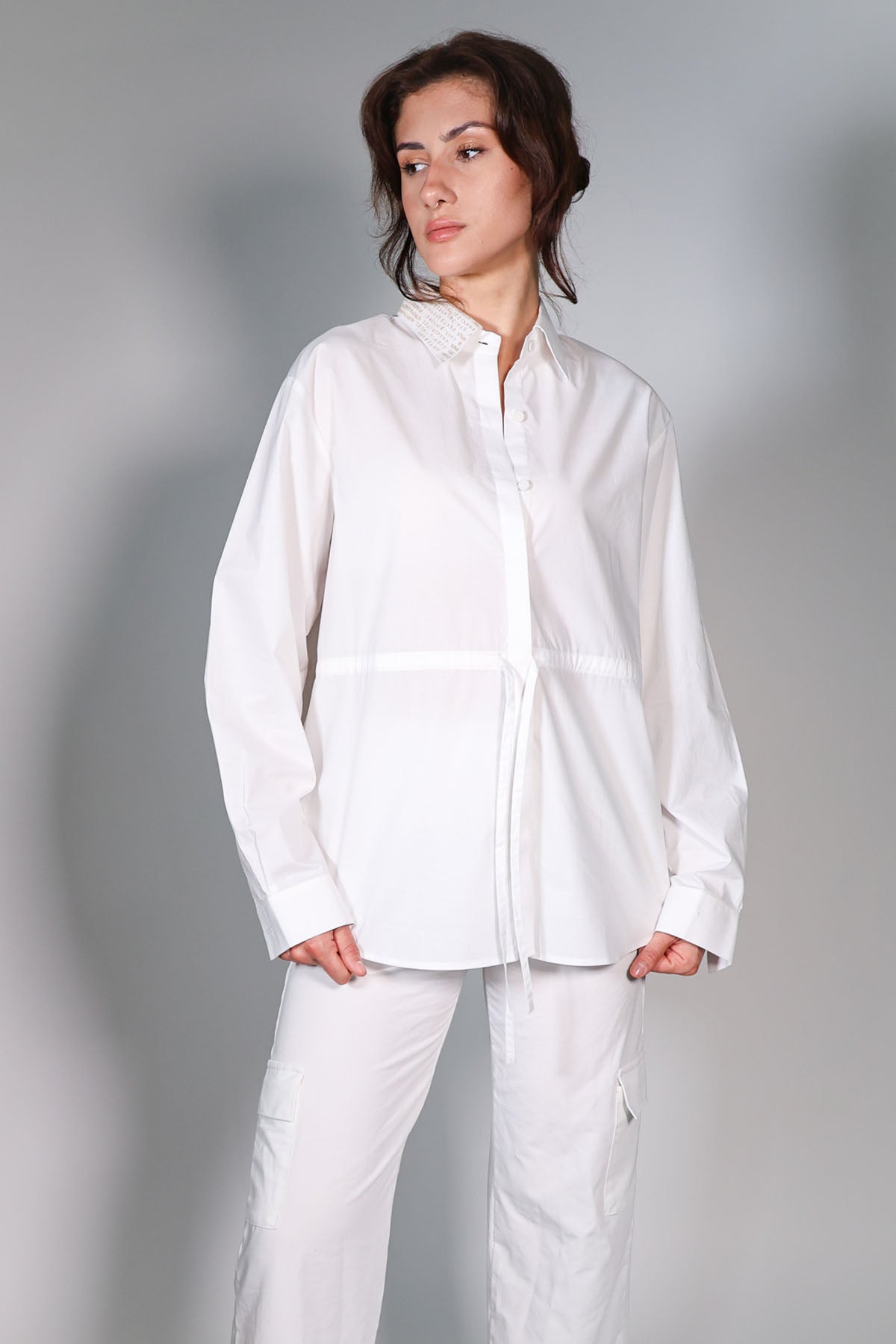 Arya Giri White Embroidered Relaxed Shirt for women online at ScrollnShops