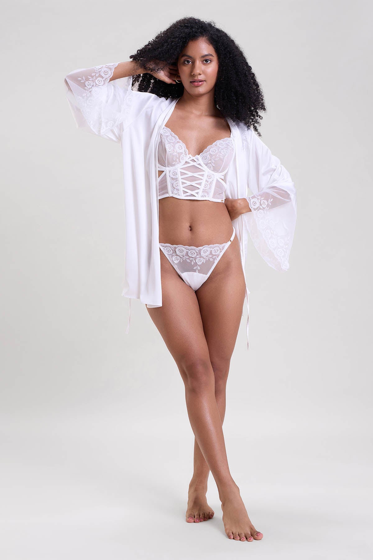 Buy White Embroidered Robe & Bra Set by Mysthelle for women online at ScrollnShops