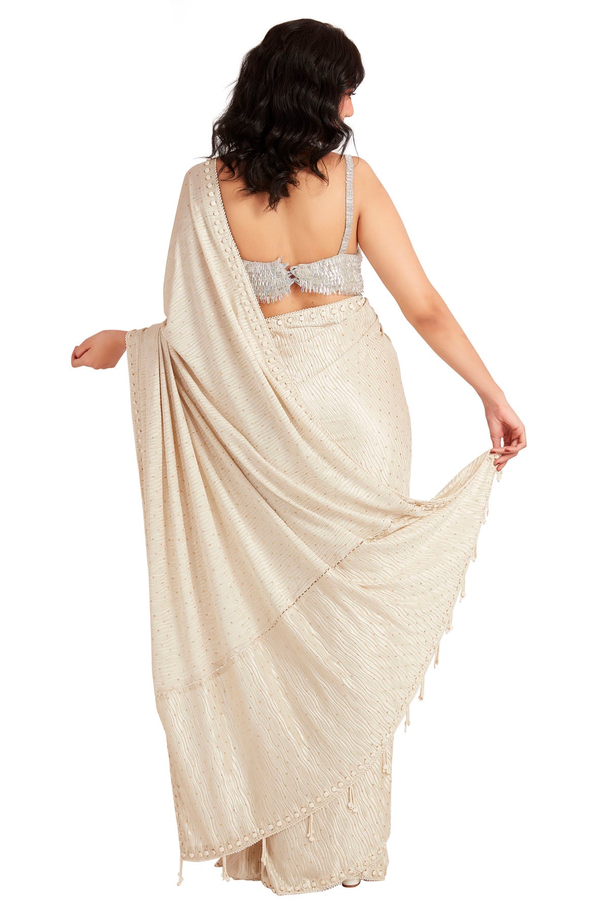 White Embroidered Saree & Blouse