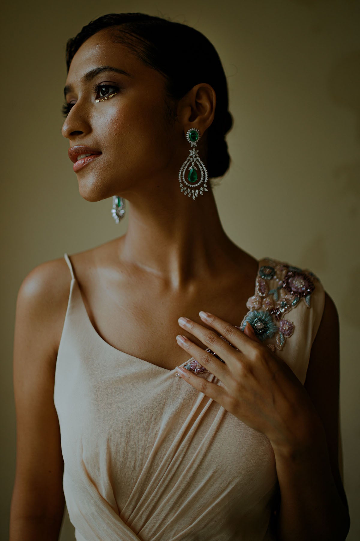 White Embroidered Saree Gown